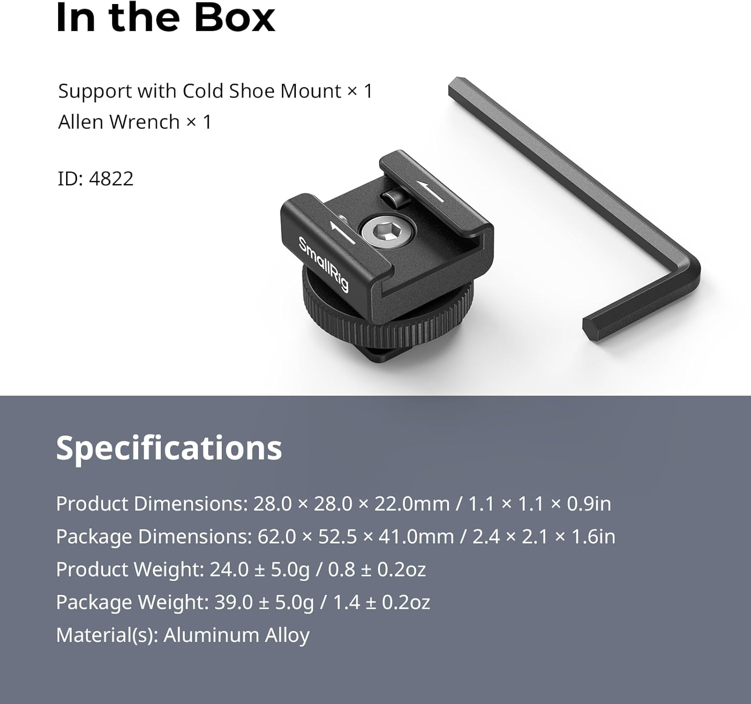Smallrig Cold Shoe Mount Adapter for Wireless Microphone, for DJI Mic / Mic 2, for RODE Wireless Go II, for Saramonic Blink 900 B, for Hollyland C1, with 1/4"-20 Threaded Hole, anti Drop Design - 4822 image number 3