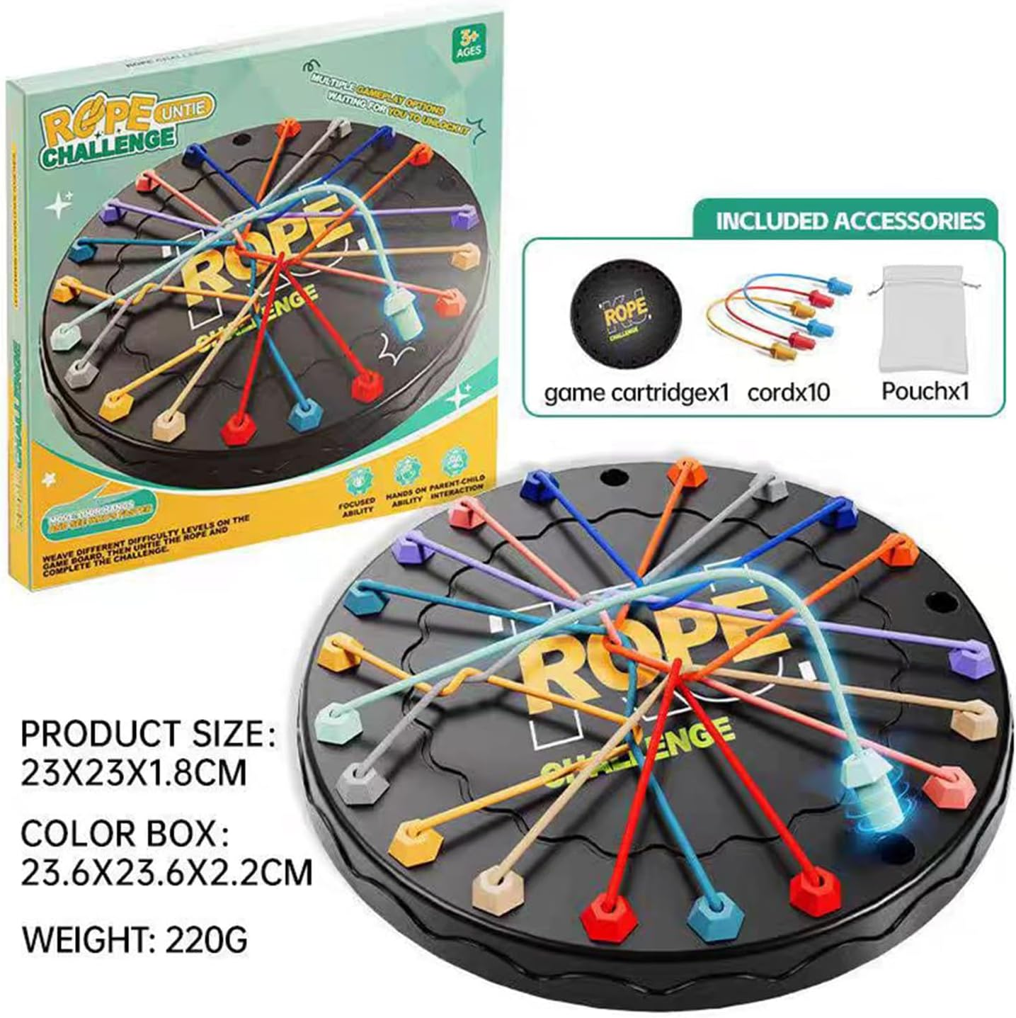 Rope Untying Challenge Twisted Rope Knots Untangle Stack Puzzle Brainy Knots Rope Untangling Table Puzzle Twist Rope Board Game Brain Teaser Fine Motor Skills Toys String Solution Central Lacing image number 3