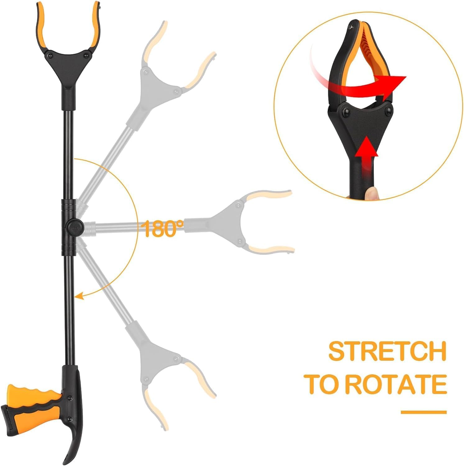 Reacher Grabber Tool, 32" Foldable Grabber Reacher for Elderly, Lightweight Extra Long Handy Trash Claw Grabber, Reaching Assist Tool for Trash Pick Up, Litter Picker, Arm Extension with Shoehorn, Long Reaching Grabber, Designed with Magnet(Black) - Full Blue image number 7