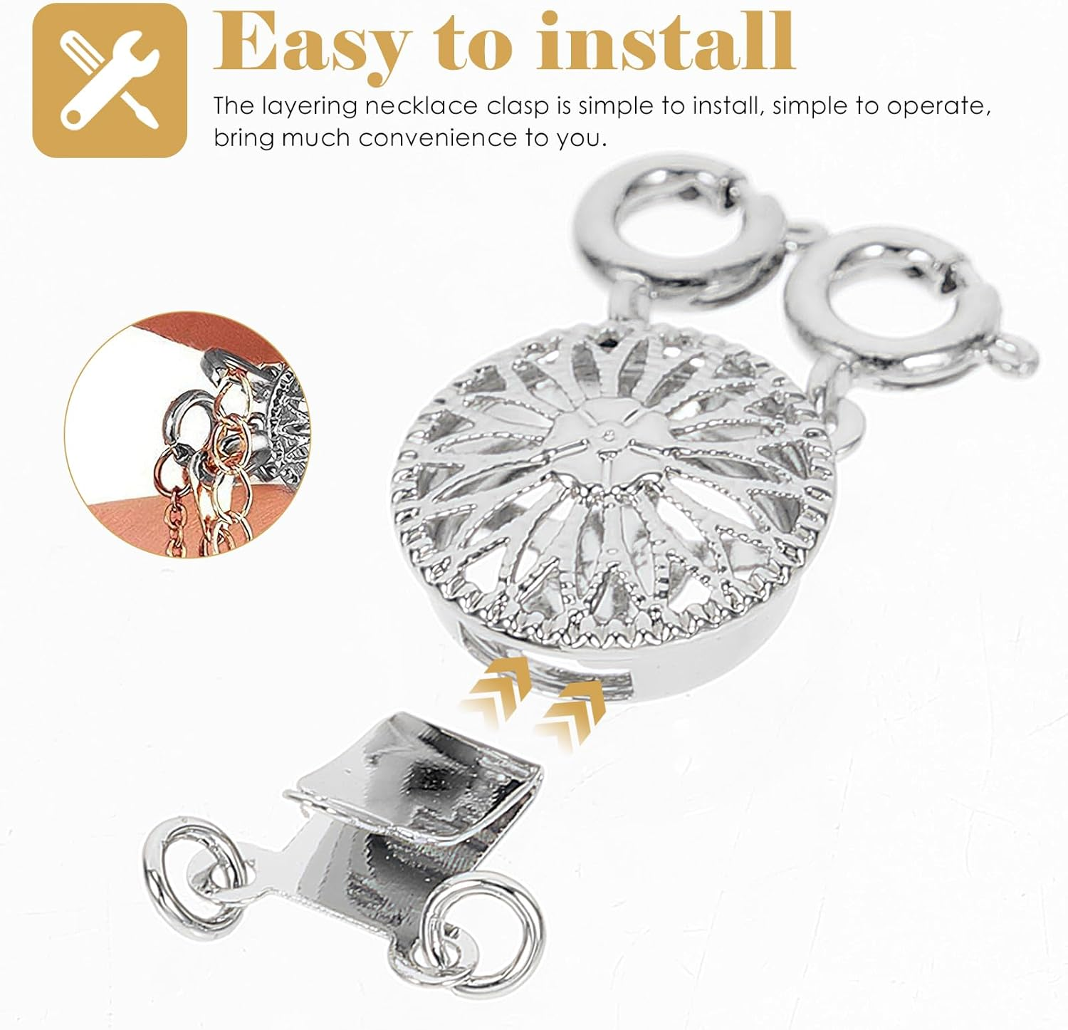 STOBOK 2Pcs Necklace Separator Spring Clasps Buckles Necklace Connector Buckles Buckle for Necklace Ring Spacer Choker Necklace Multi-Row Necklace Buckle Copper Multi-Layer Converter image number 3