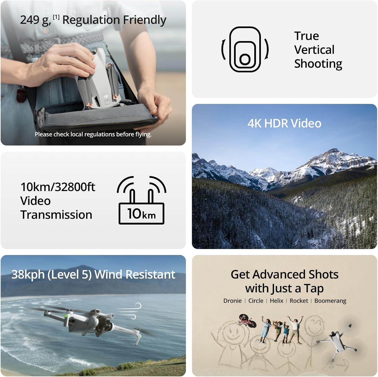 DJI Mini 3 Fly More Combo plus (DJI RC), Lightweight 3X Mechanical Gimbal Mini Camera Drone with 4K HDR Video, 3 Batteries, up to 32800Ft (10Km) Video Transmission, True Vertical Shooting image number 1