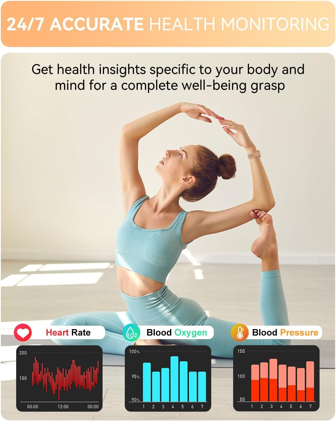 Smart Watch for Women Men, Fitness Tracker Watch for Android Phones Iphone Compatible, 1.85" Smart Watches for Women Men with Blood Pressure, Heart Rate Monitor, 110+ Sport Modes Smartwatch (2 Strap) image number 3