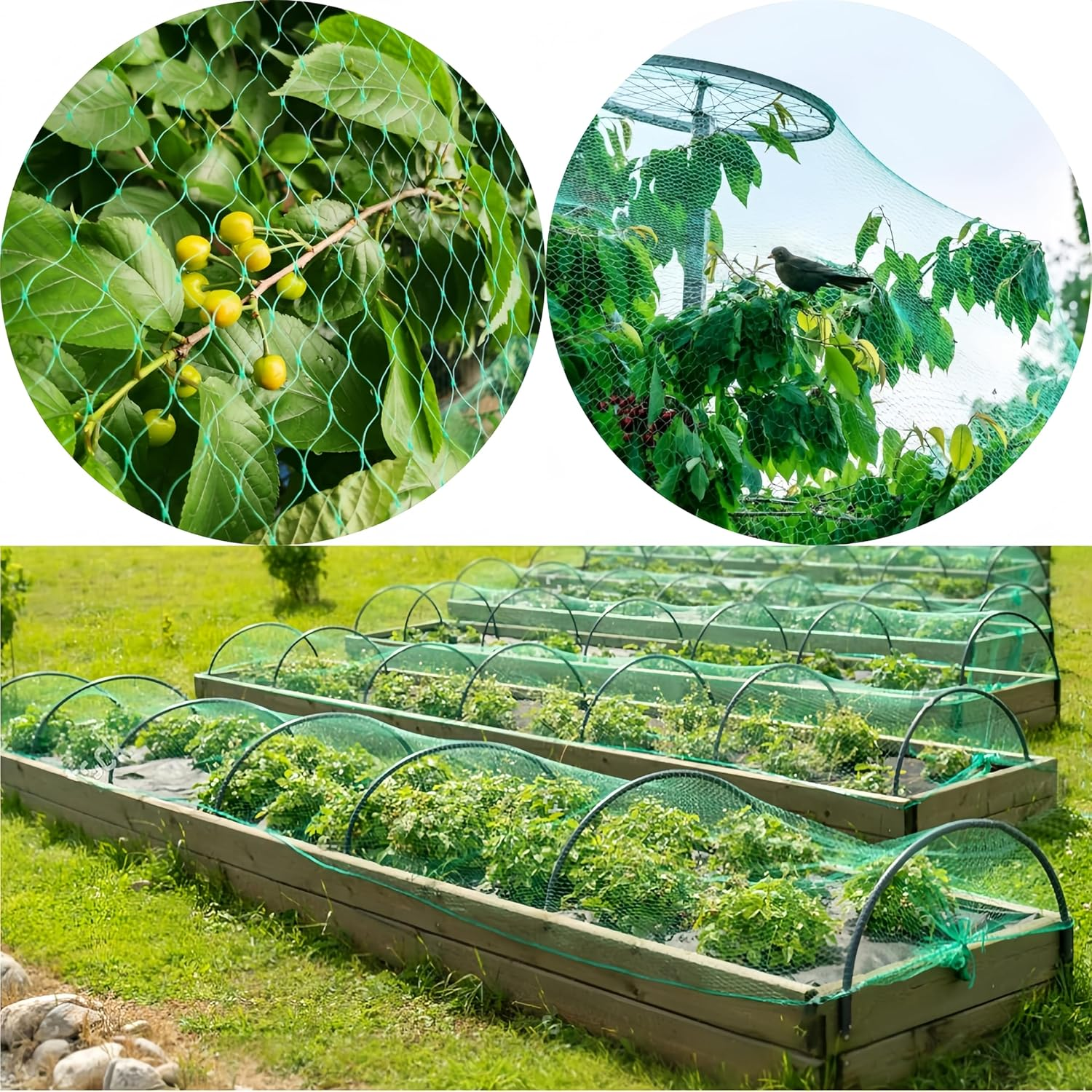 2 Pcs Green anti Bird Netting,4 X 10 M Fence Net, Garden Protection Mesh Net Reusable Protective Garden Netting for Plants Fruit Trees against Birds,Deer and Other Animals,Netting Fence image number 3
