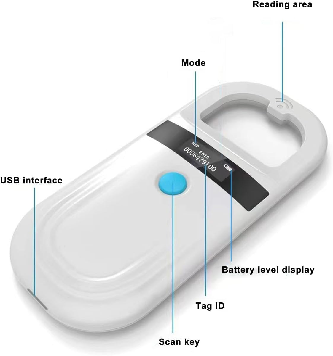 Pet Microchip Reader Scanner, Animal Tag Scanner with 128 Records Data Storage, 15Cm Range, ISO11784, FDX B, EMID Compatible