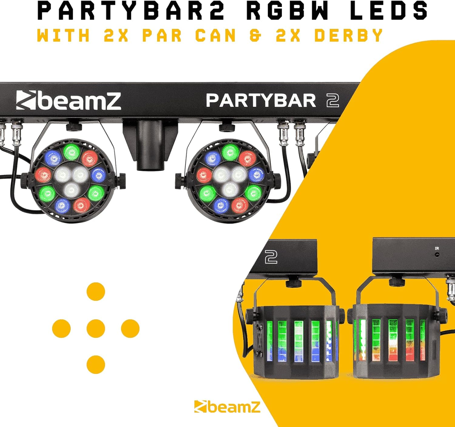 Beamz Partybar 2 All-In-One LED DJ Lighting System RGBW DMX Lighting Stand IR image number 6