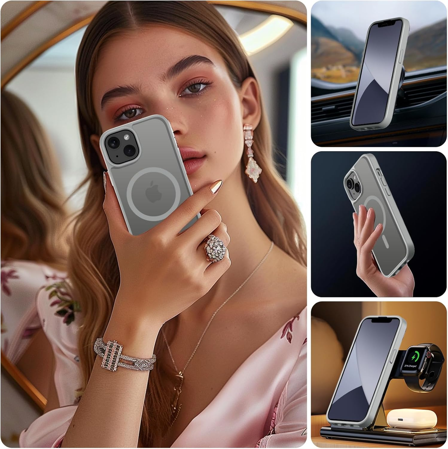 ORDA Magnetic Case for Iphone 13 Mini 5.4 Inch Compatible with Magsafe, Translucent Matte Back Camera Protection Shockproof Mobile Phone Case for Iphone 13 Mini Grey