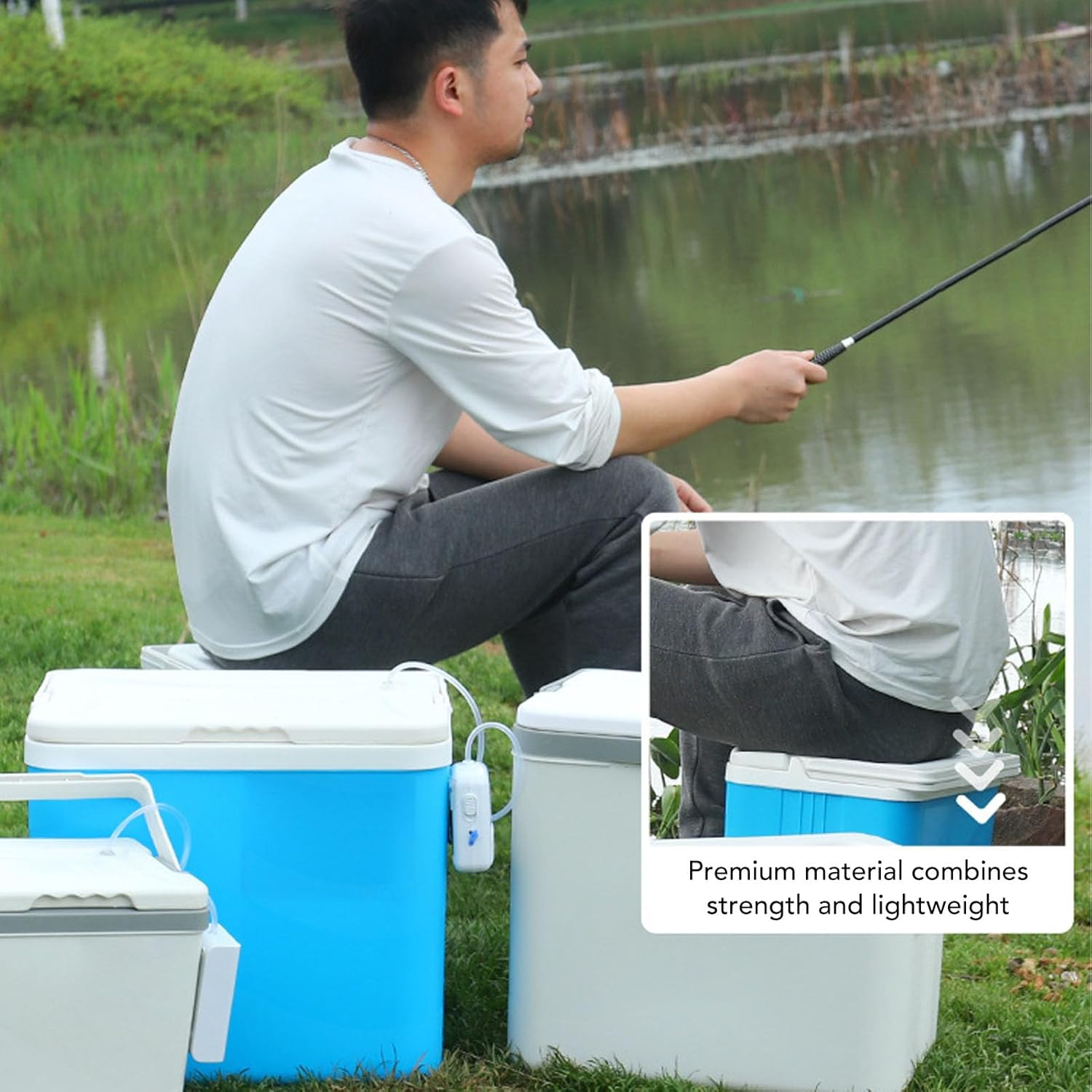 6L Portable Cooler Box Large Capacity, Drink Cool Insulated Hard Cooler Case with Sturdy Handles for Outdoor Fishing Picnic Camping image number 6