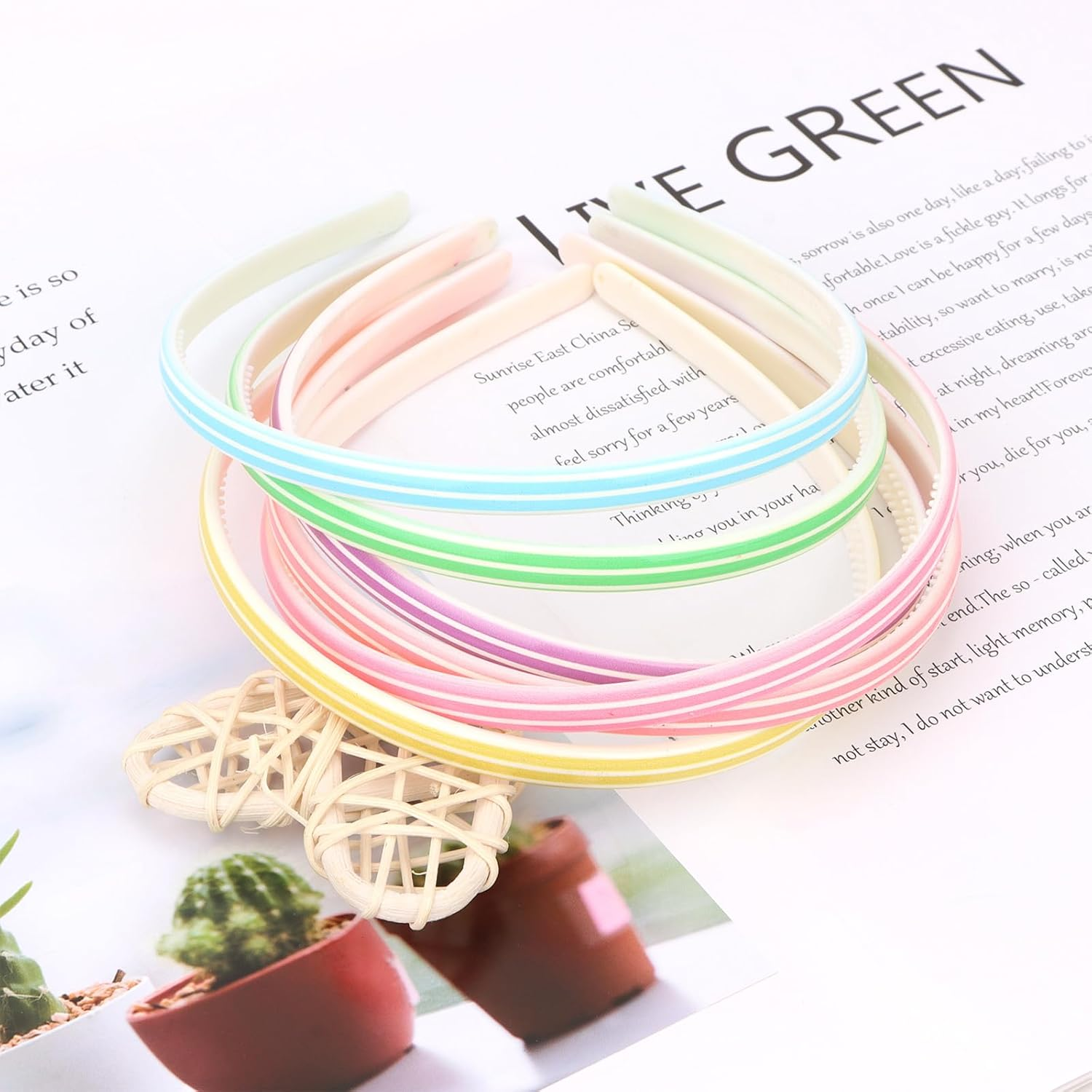 Exipsat Children'S Hair Bands, Set of 6 Colourful Headbands, Girls Made of Plastic, Light Colourful Hair Accessories for Everyday and Celebrations