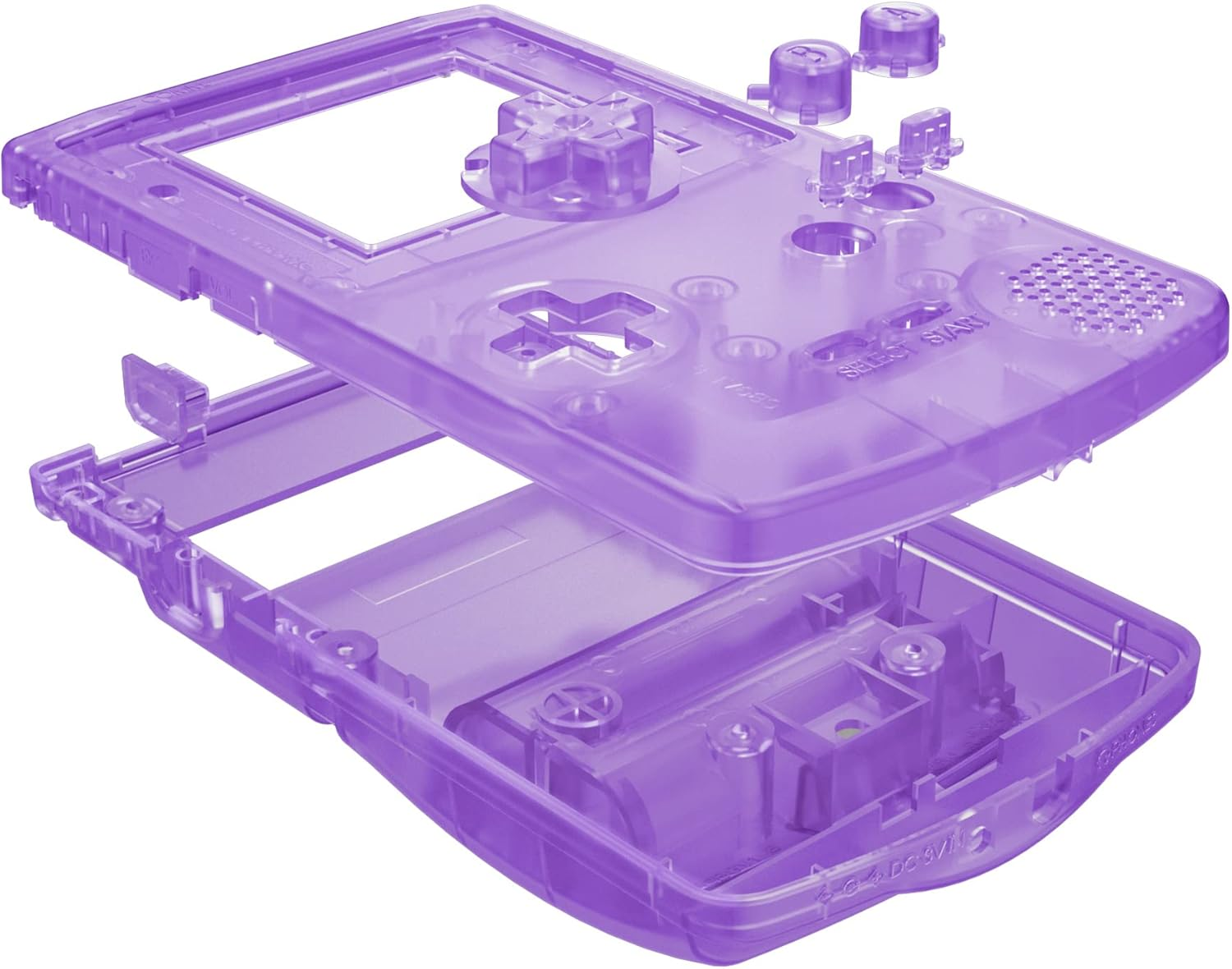 IPS Ready Upgraded Extremerate Clear Atomic Purple Replacement Shell Full Housing Cover Buttons for Gameboy Color &ndash; Fit for GBC OSD IPS & Regular IPS & Standard LCD &ndash; Console & IPS Screen NOT Included image number 3