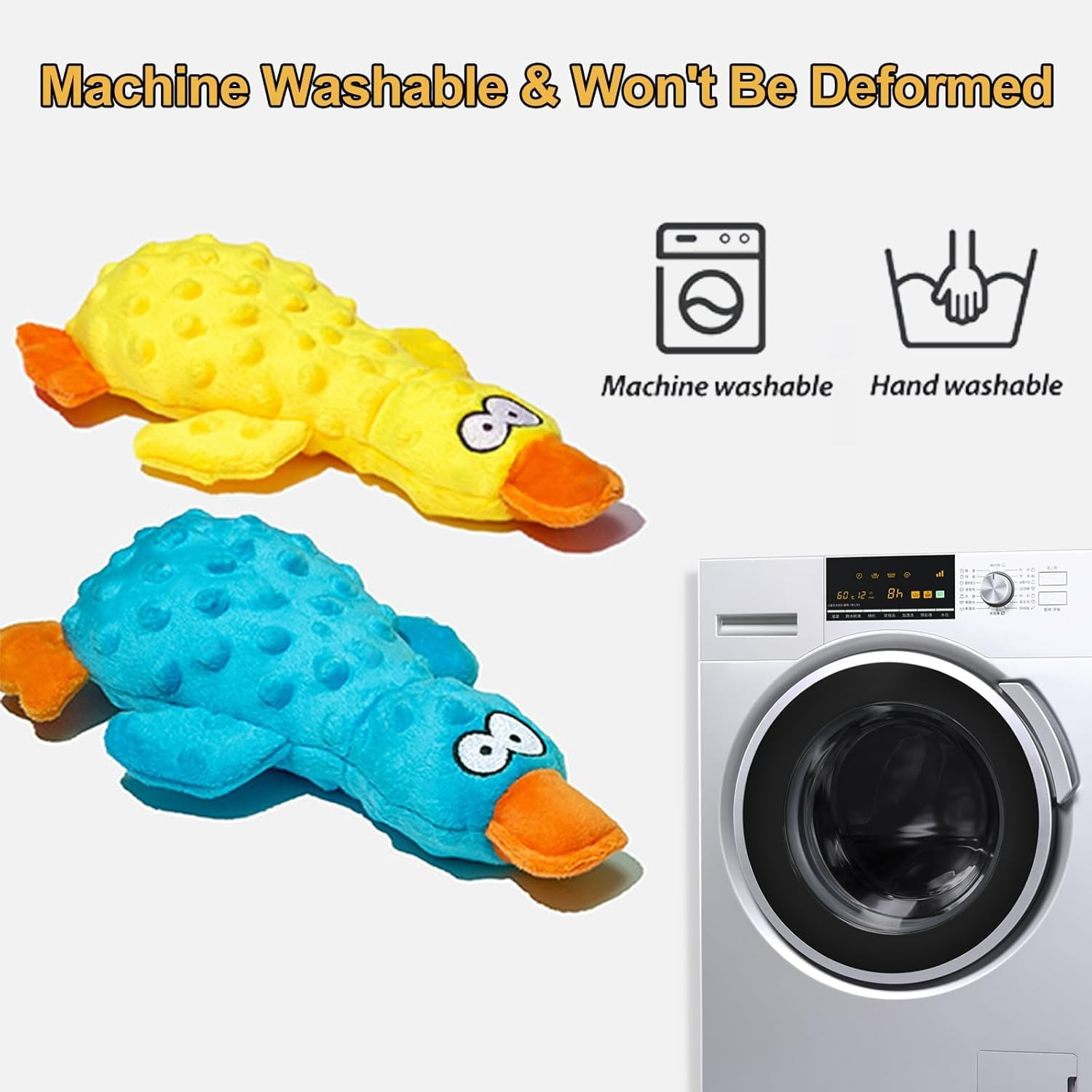 Squeaky Plush Duck Stuffed Crinkle Dog Toys for Puppies,Interactive, Soft Chew Toys for Small to Medium Dogs Teething Training and Boredom Relief(2Pcs) image number 3