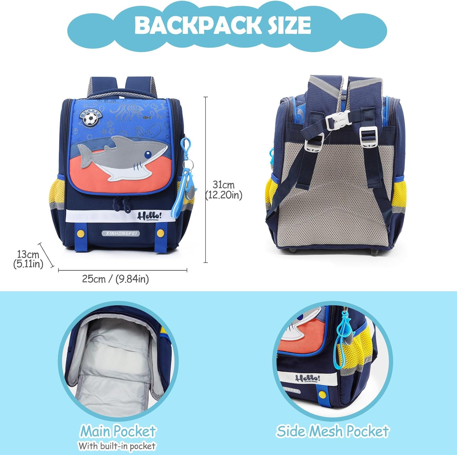 LJCZKA Toddler School Backpack Boys with Chest Strap, Children&rsquo;S Backpack Animal with Reflective Strip Water Resistant for Age 3-6 image number 3