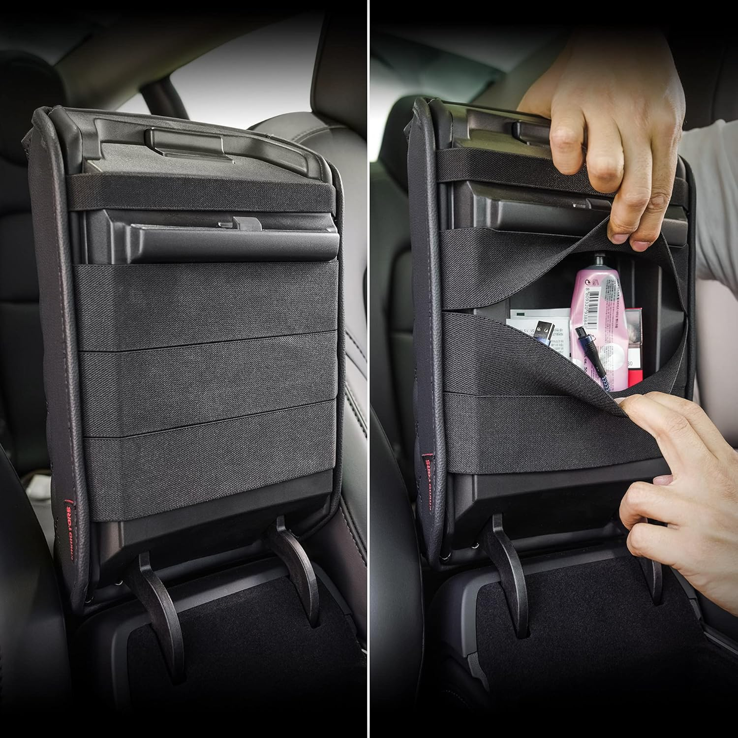 KMMOTORS Model Y, Model 3 Center Console Cover Quilting Black, Armrest Cushion, Console Protector, Vegan Leather, Tesl* Accessories image number 3