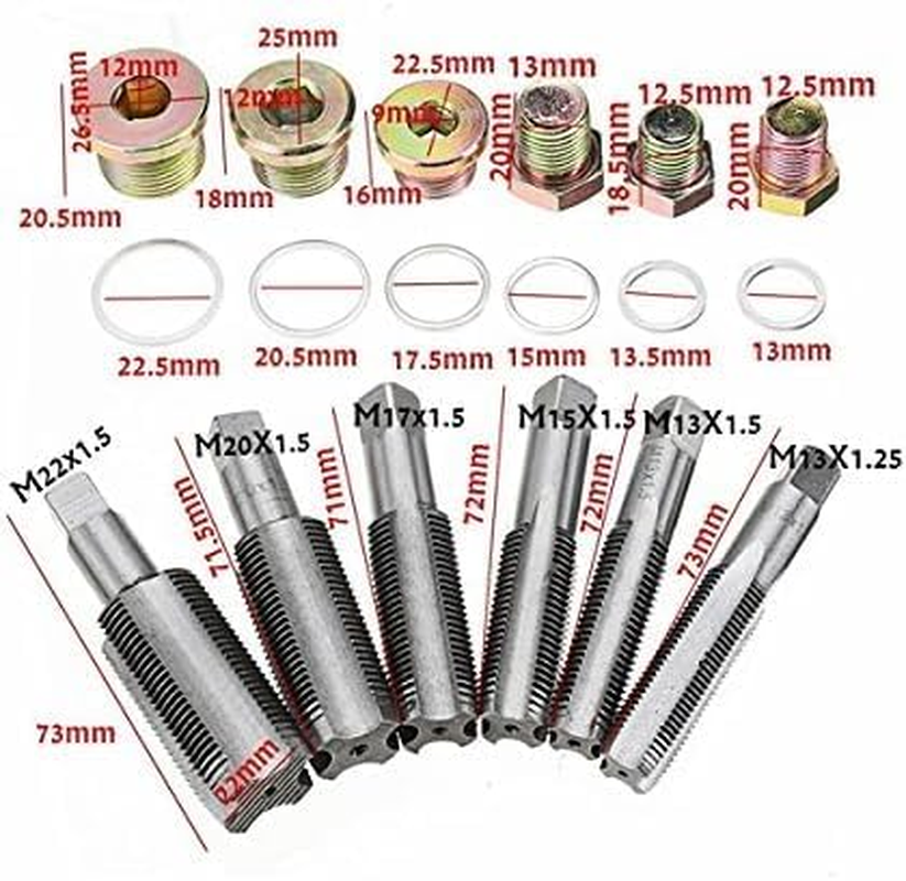 114Pc M13 - M22 Oil Pan Thread Repair Kit Sump Gearbox Drain Plug Tool Set image number 2