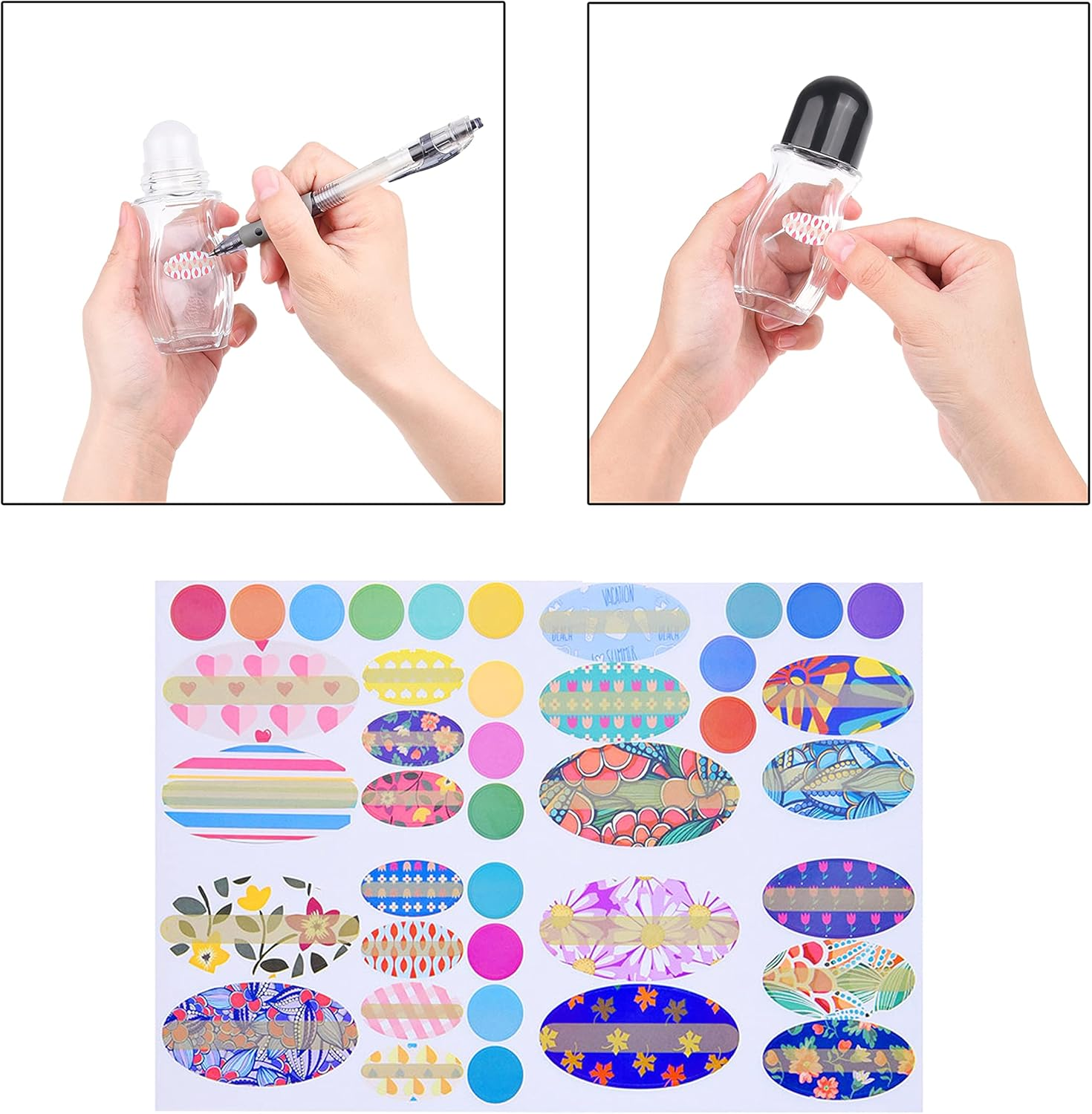 Refillable Glass Roll-On Deodorant Bottles (4-Pack) - Empty - Leak-Proof - 1.7 Oz (50 Ml) - with Stickers - Twist Cap - for Homemade Natural Deodorant Mosquito Repellent Sunscreen Moisturizer Etc. image number 4