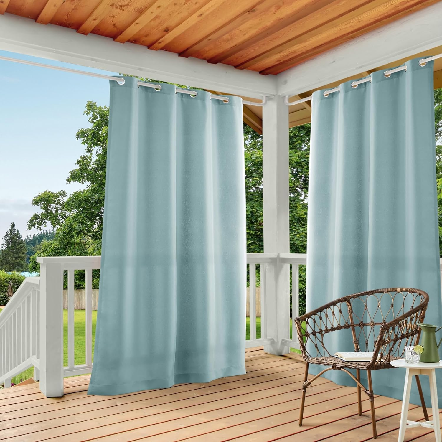 Town & Country Basics Cabana Solid Heavyweight Indoor Outdoor Curtains, Light Filtering Opacity with Grommet Top, Water Repellent, 2-Pack Set, 54"X144", Cloud Grey