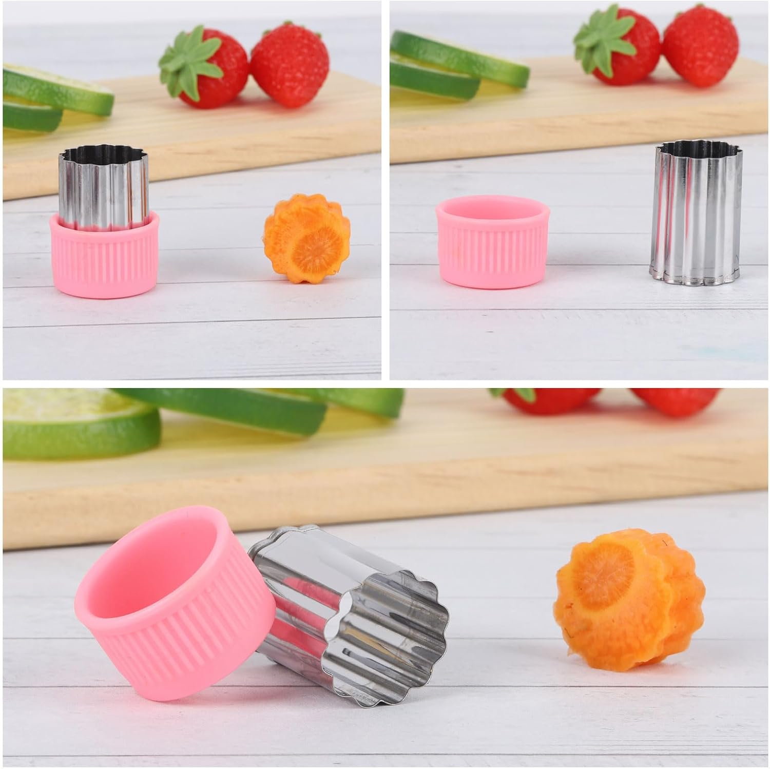 BTYMS 27PCS Stainless Steel Cookie Cutters Set with Mini Fork, Vegetable Fruit Shapes Hand Tools for Kids DIY Baking, Food Safe Sandwich Cake Decorations image number 5