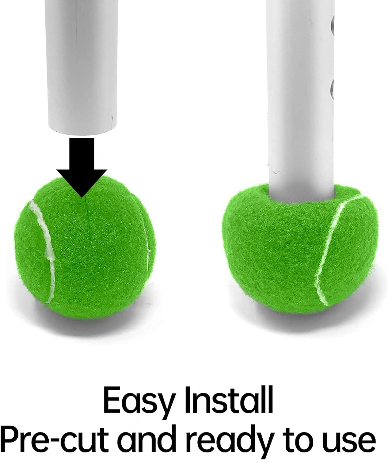 Magicorange 4 PCS Precut Walker Tennis Balls for Furniture Legs and Floor Protection, Heavy Duty Long Lasting Felt Pad Glide Coverings (Black) image number 6