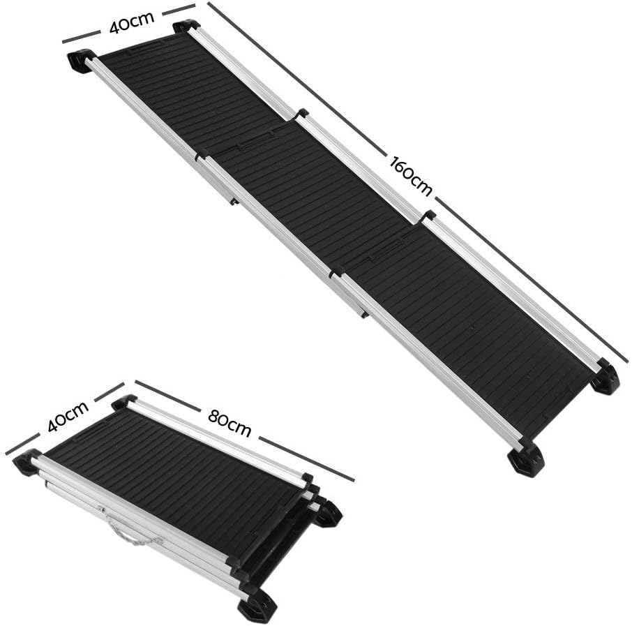 I.Pet Dog Ramp Ramps Steps Stairs, Foldable Adjustable Pet Step Stair Ladder for Car Bed Indoor Home Pool Sofa Couch Traveling, SUV Slip-Resistant Sturdy Aluminium Frame Black image number 5