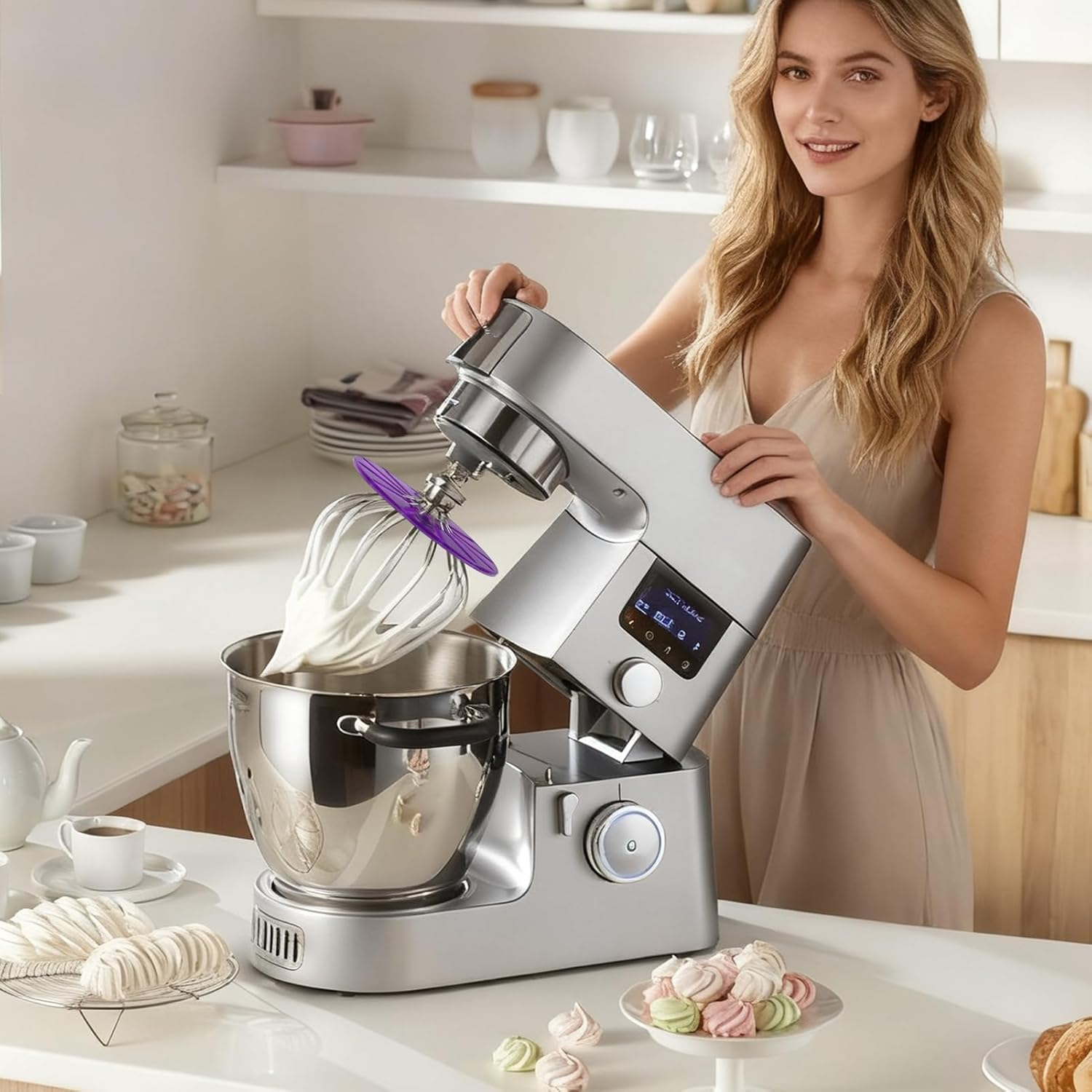 2025 New Stand Mixer Whisk Scraper, Anti-Splatter Baffle for 6-Wire Whisks, Bowl Wiper Attachment for Easy Cleaning, Multi-Purpose Kitchen Tool