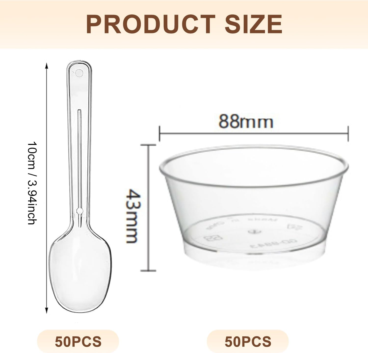 50 Pcs Mini Dessert Bowl Set, 140Ml Clear Plastic Cups with Spoons, Bpa-Free, Reusable Party Serving Bowls for Appetizer, Puddings, Mousse, Yogurt and Ice Cream image number 4