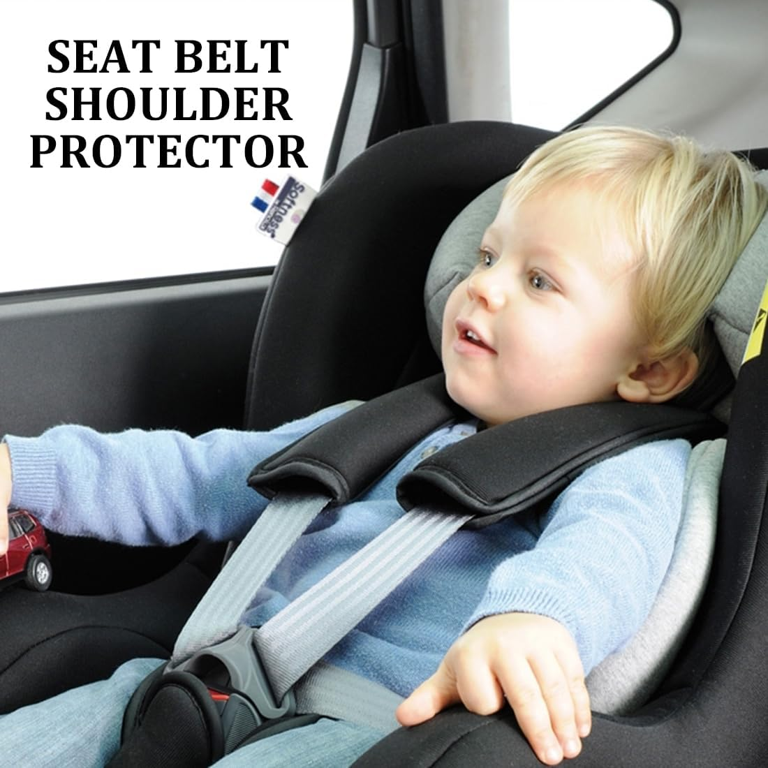 Seat Belt Pads for Baby Car Seats and Child Seats - Set of 3 in Grey, Fastening with Velcro Fastening, Dimensions 13 X 6 Cm, for Extra Comfort and Protection image number 5