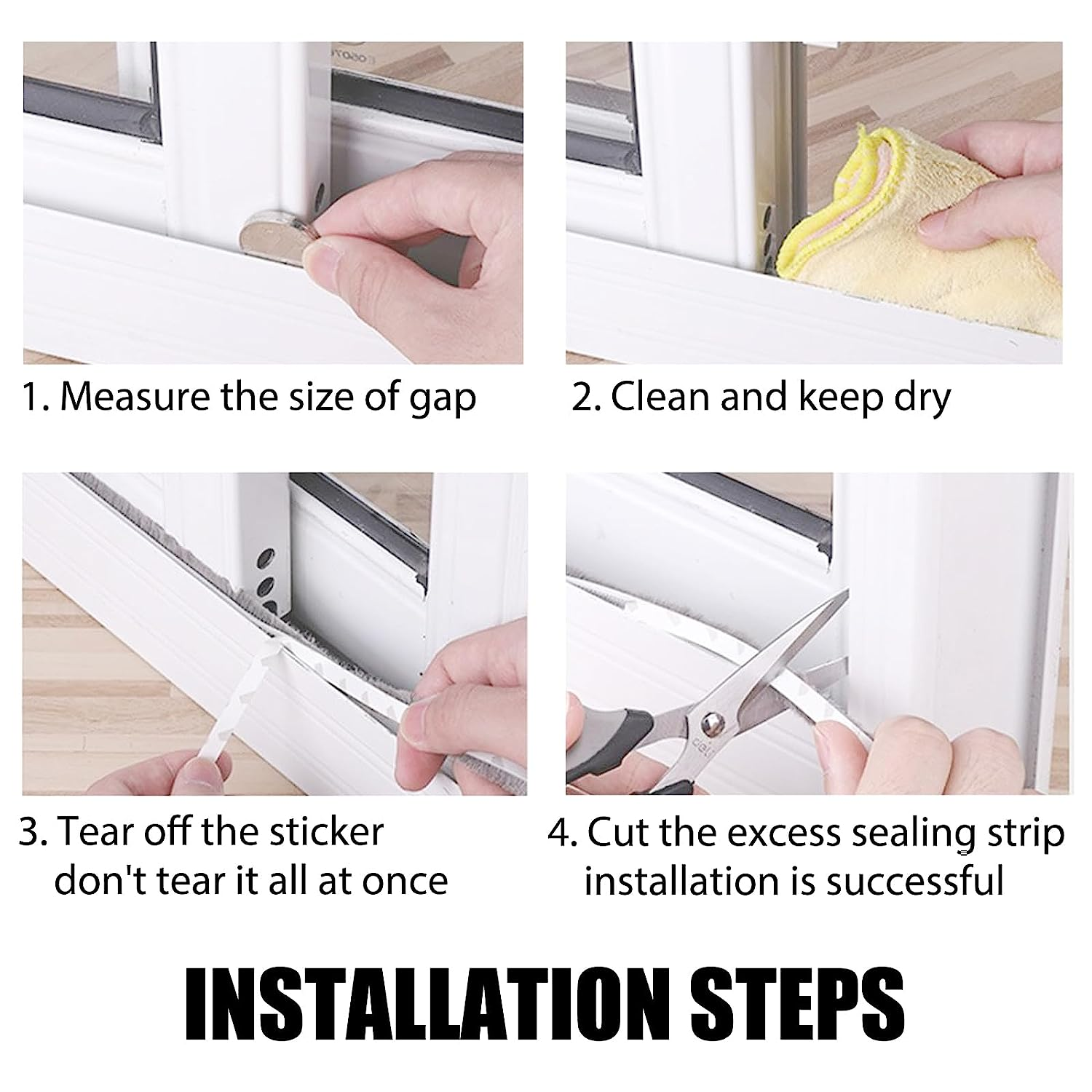 Weather Stripping for Windows, Gray Adhesive Brush Door Sweep Bottom Pile Weatherstrip Felt Door Seal Strip Wardrobe Seal,Pile Height 9Mm X 33 Ft (For Gaps 4.5-7.5 Mm) - Gray image number 1