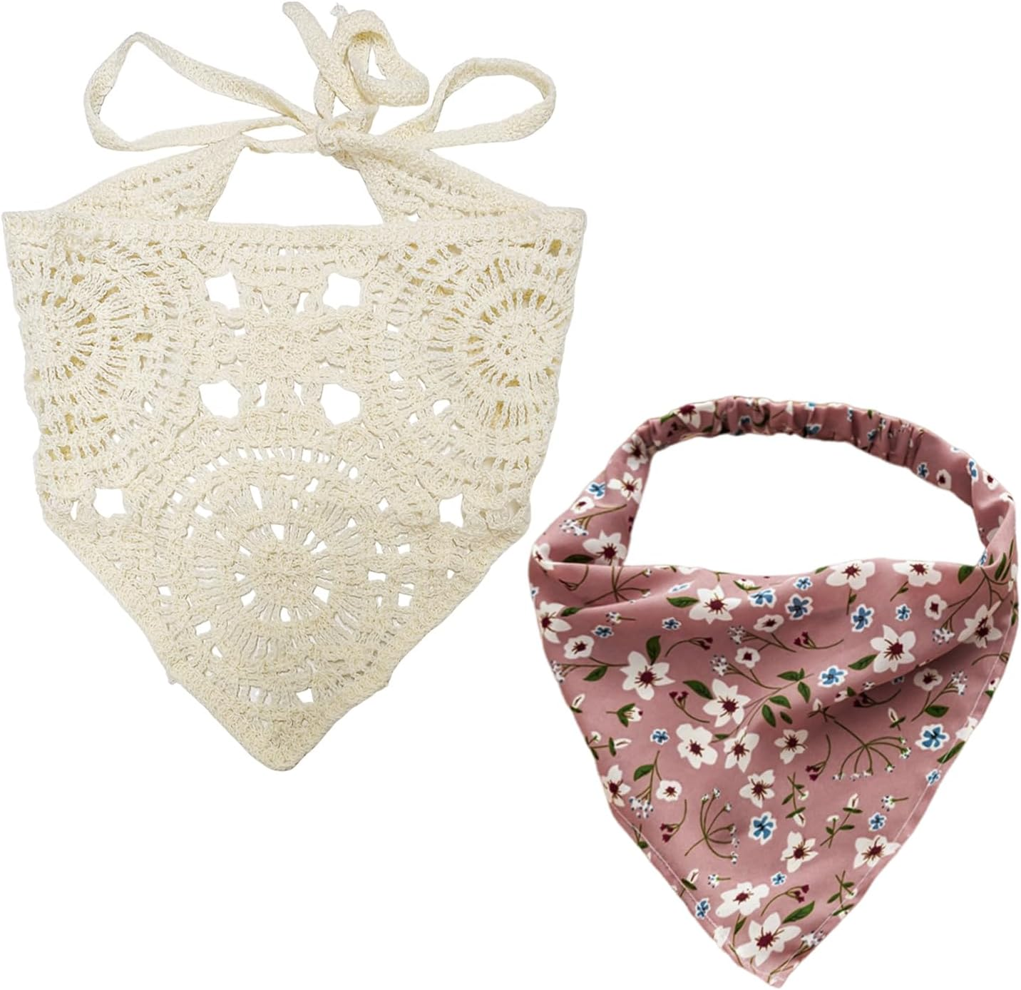 Pack of 2 Headscarves with Hollow Flowers, Hand Knitted Headscarves, Fashionable Elastic Hair Bands, Summer Holiday Hair Accessories, Clothing to Wear with Accessories image number 5