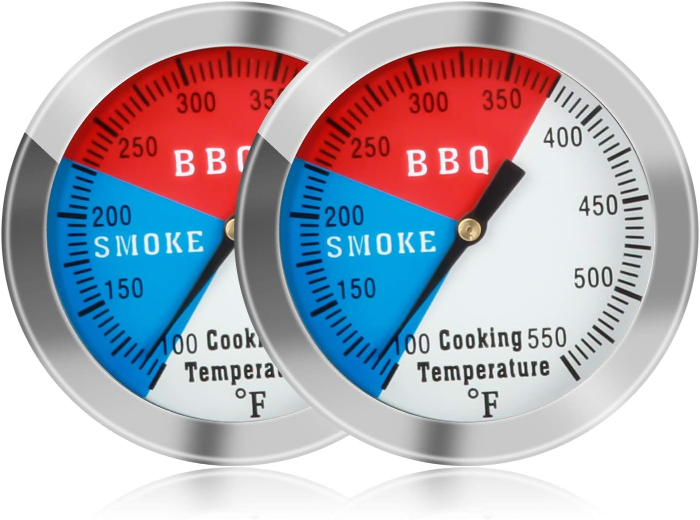 BBQ Thermometer Temperature Gauge, 2Inch Stainless Steel Barbecue Charcoal Grill Smoker Temp Gauge Pit, Fahrenheit and Heat Indicator for Cooking Meat (2-Pack) image number 4