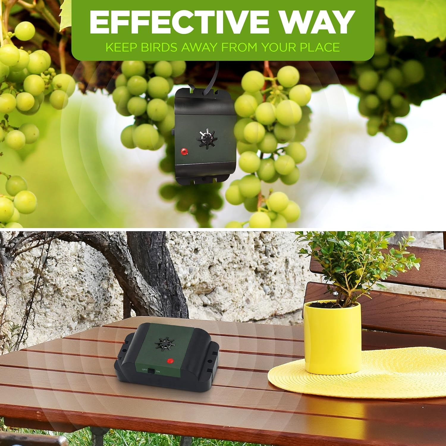 ISOTRONIC&reg; Ultrasonic Bird Repeller Device, Battery Powered Portable Bird Deterrent, Pigeon Scarer - Pack of 1 Pcs. image number 3