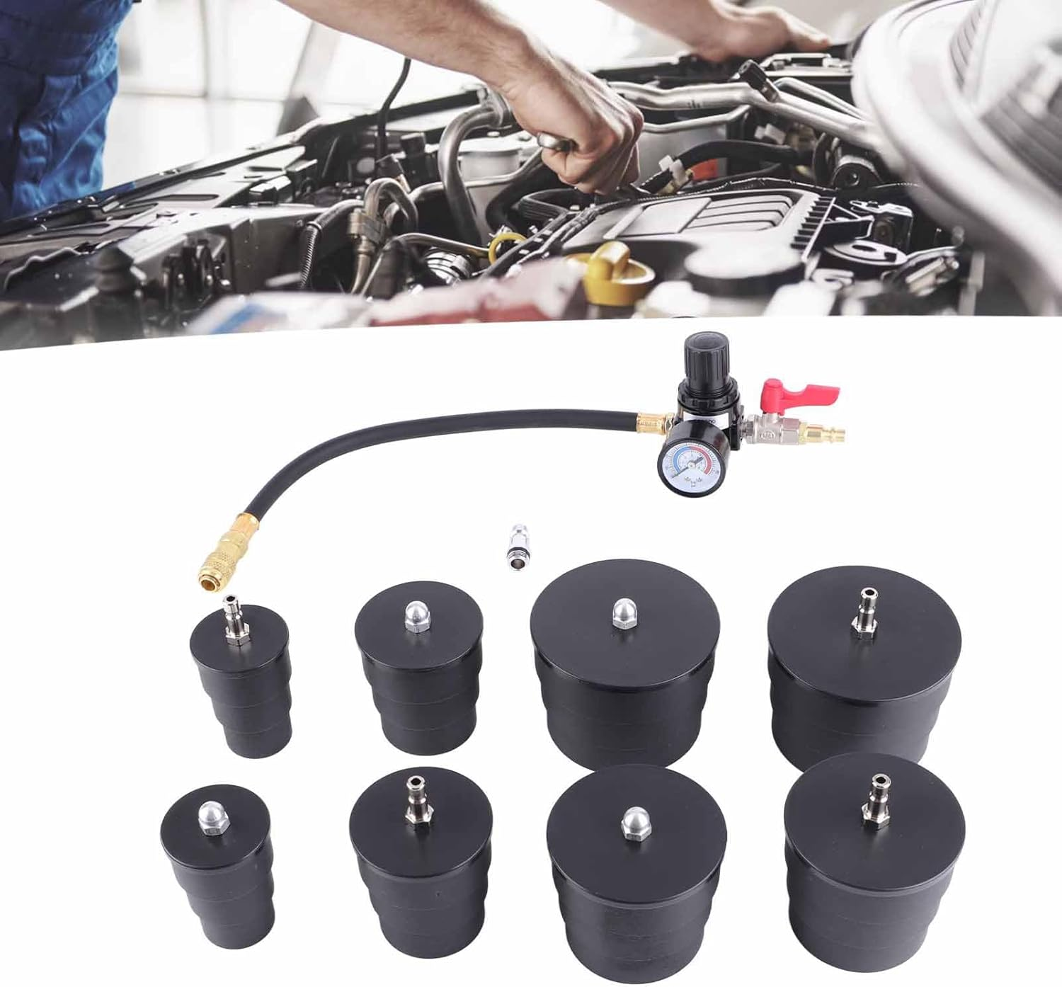 TOPINCN Turbo System Leakage Tester Turbo Air Pressure Leakage Tester Kit Turbocharger Boost Leak with Pressure Gauge for Precision Measurement image number 2