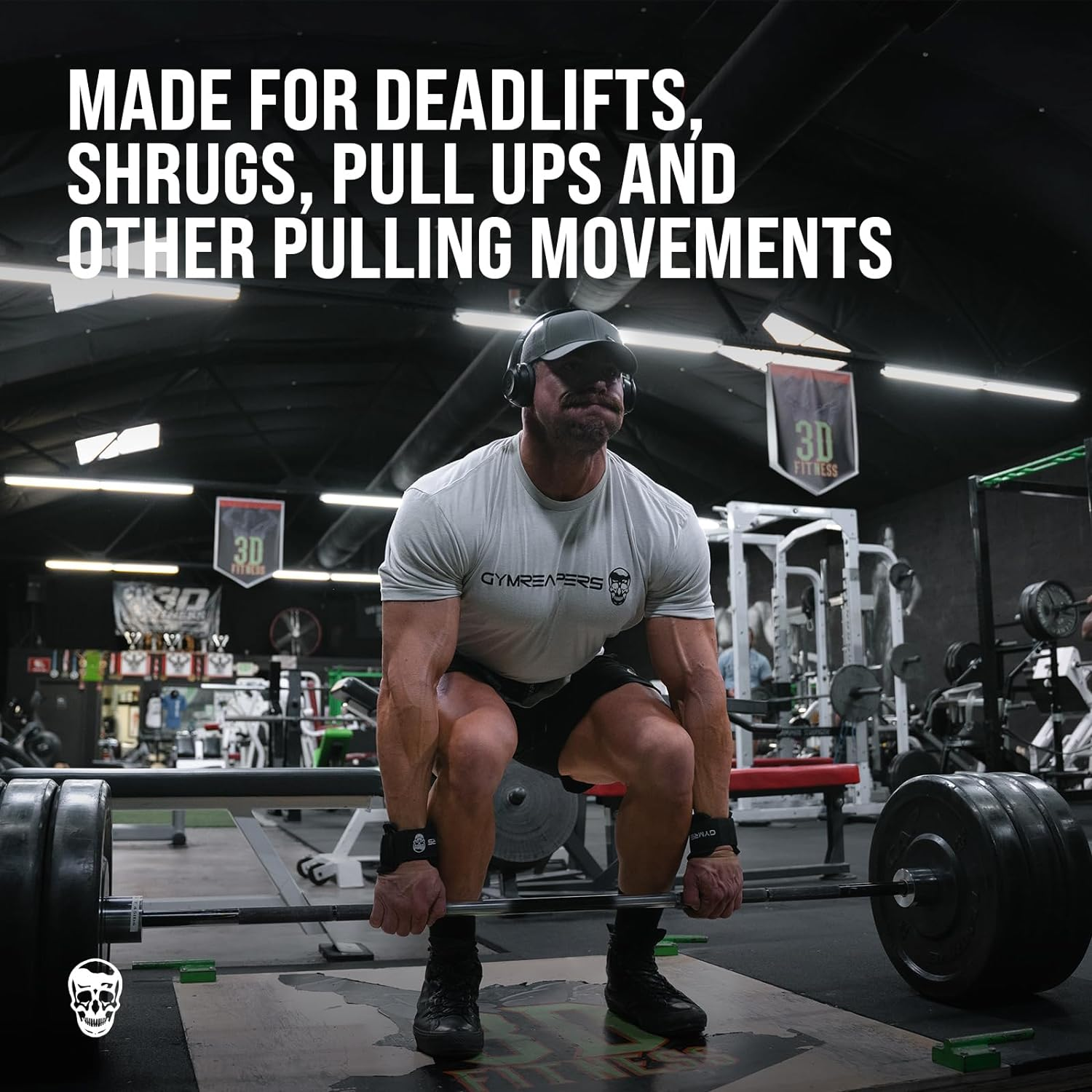 Gymreapers Weight Lifting Hooks (Pair), Heavy Duty Power Wrist Straps Hand Grip Support for Deadlifts, Pull Ups, Shrugs - Gym Gloves for Men and Women - Gray image number 5