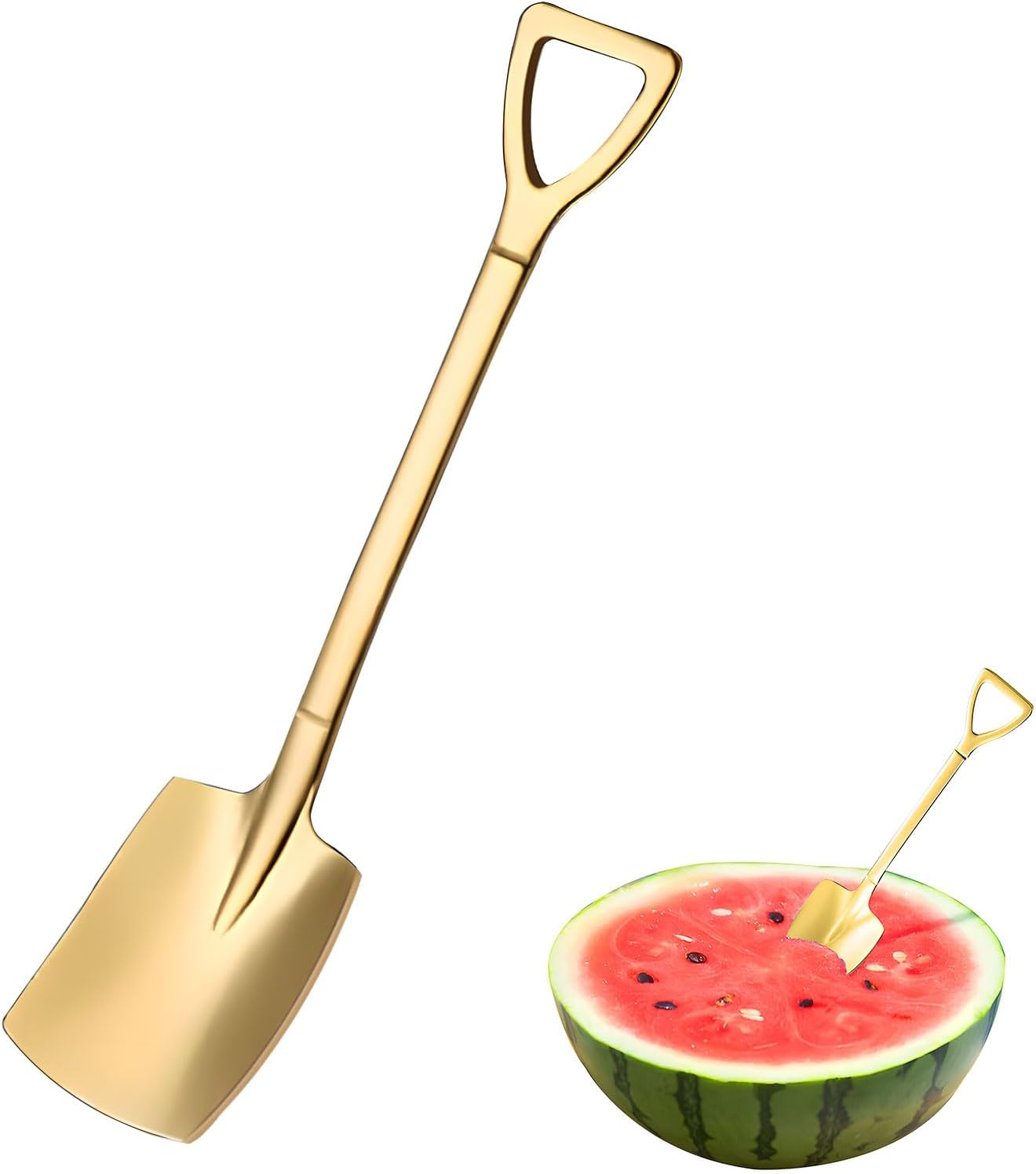 Shovel Shape Stainless Steel Spoons Watermelon Mini Square Shovel Sharp Shovel Fruit Watermelon Cutter Slicer Tool Kitchen Gadgets, Ice Cream Fruit Spoon for Home, Kitchen or Restaurant (Square-1) image number 2