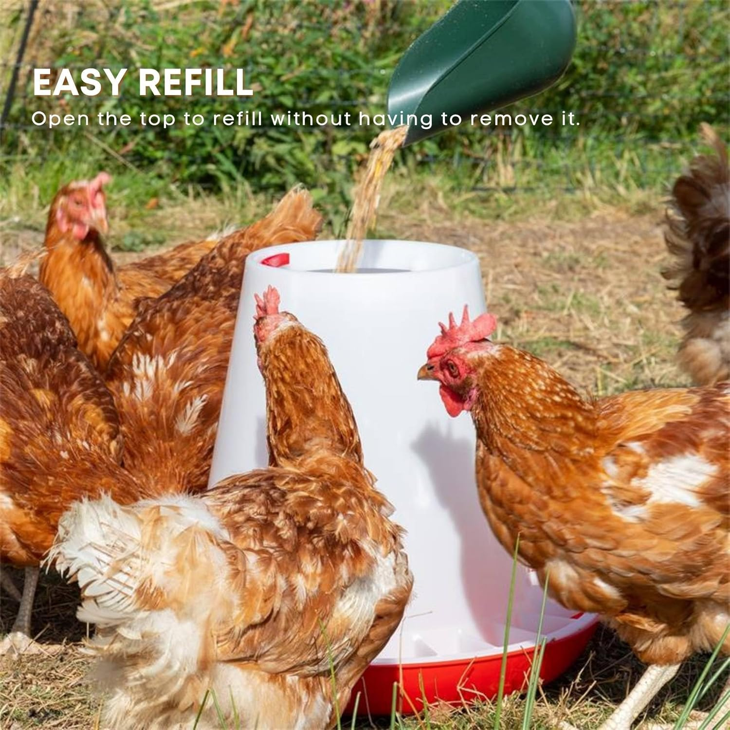 Rooster Farms 9Kg Automatic Chicken Feeder - Poultry Hen Feeding Seed Bucket image number 1