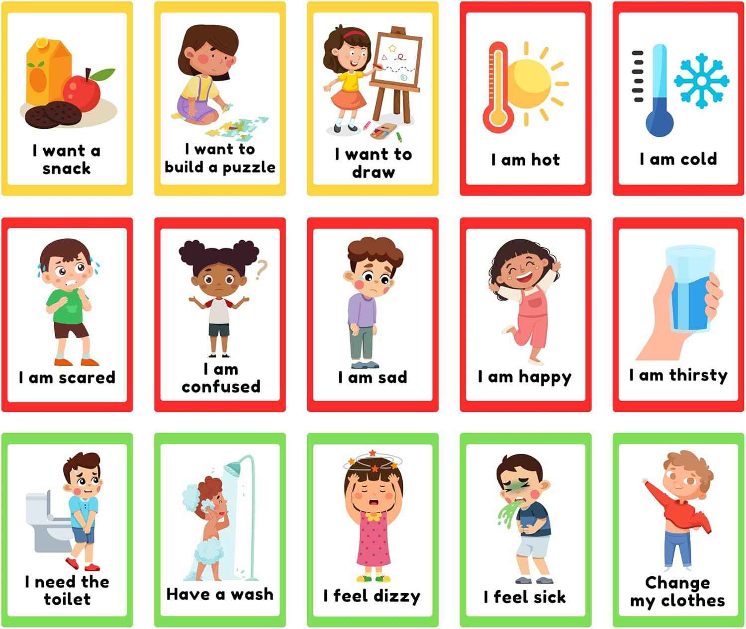 Communication Cards for Non Verbal Children and Adults, Autism Special Needs Visual Communication Aid Flash Cards