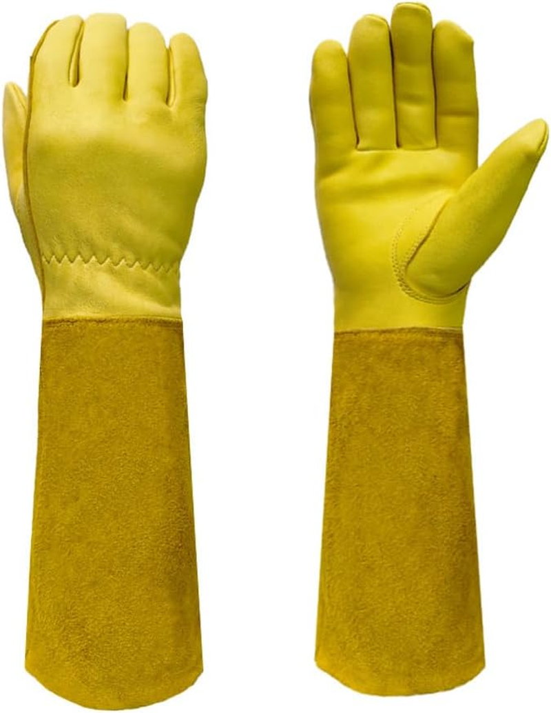 1 Pair Long Sleeve Leather Gloves, Gardening Gloves for Men&Women, Rose Pruning Gloves,Puncture and Scratch Resistant, Suitable for Gardening Pruning, Gardeners Yard Work Etc. image number 6