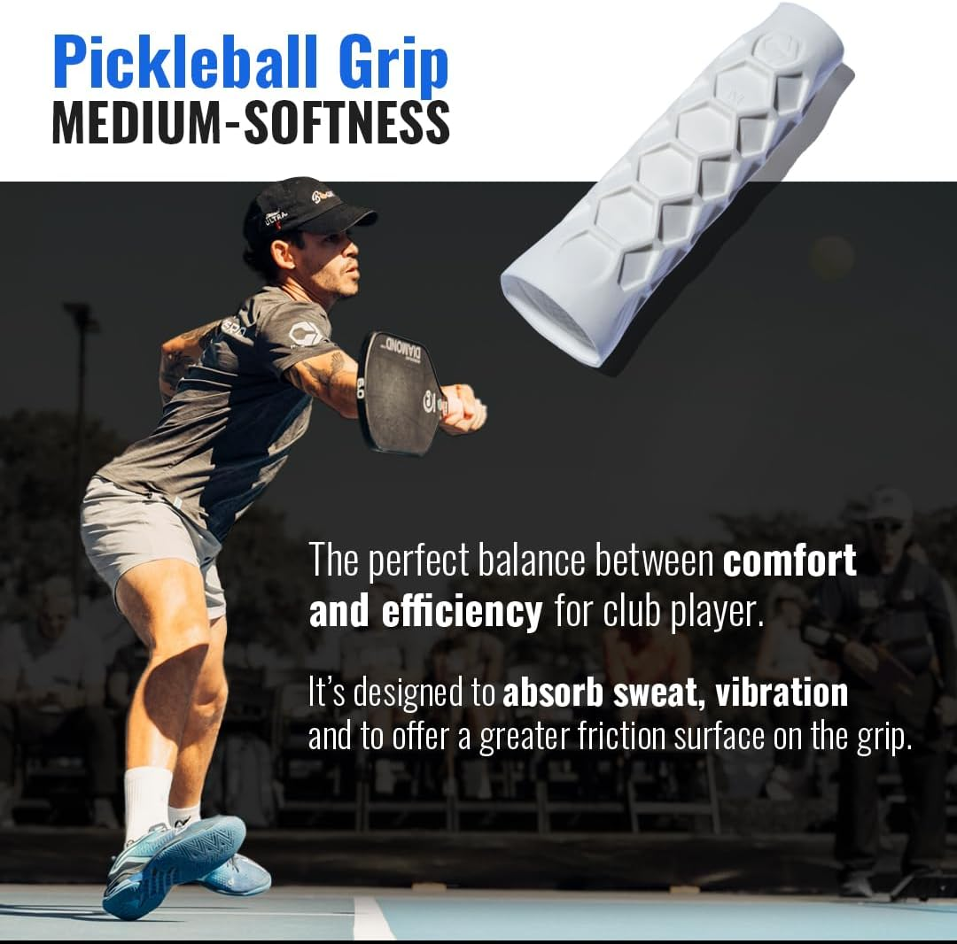 Hesacore Pickleball Paddle Grip - 5.25In - Supports Tennis Elbow, Enhances Grip Strength, Reduces Vibration with Finger Support and Anti-Sweat Design