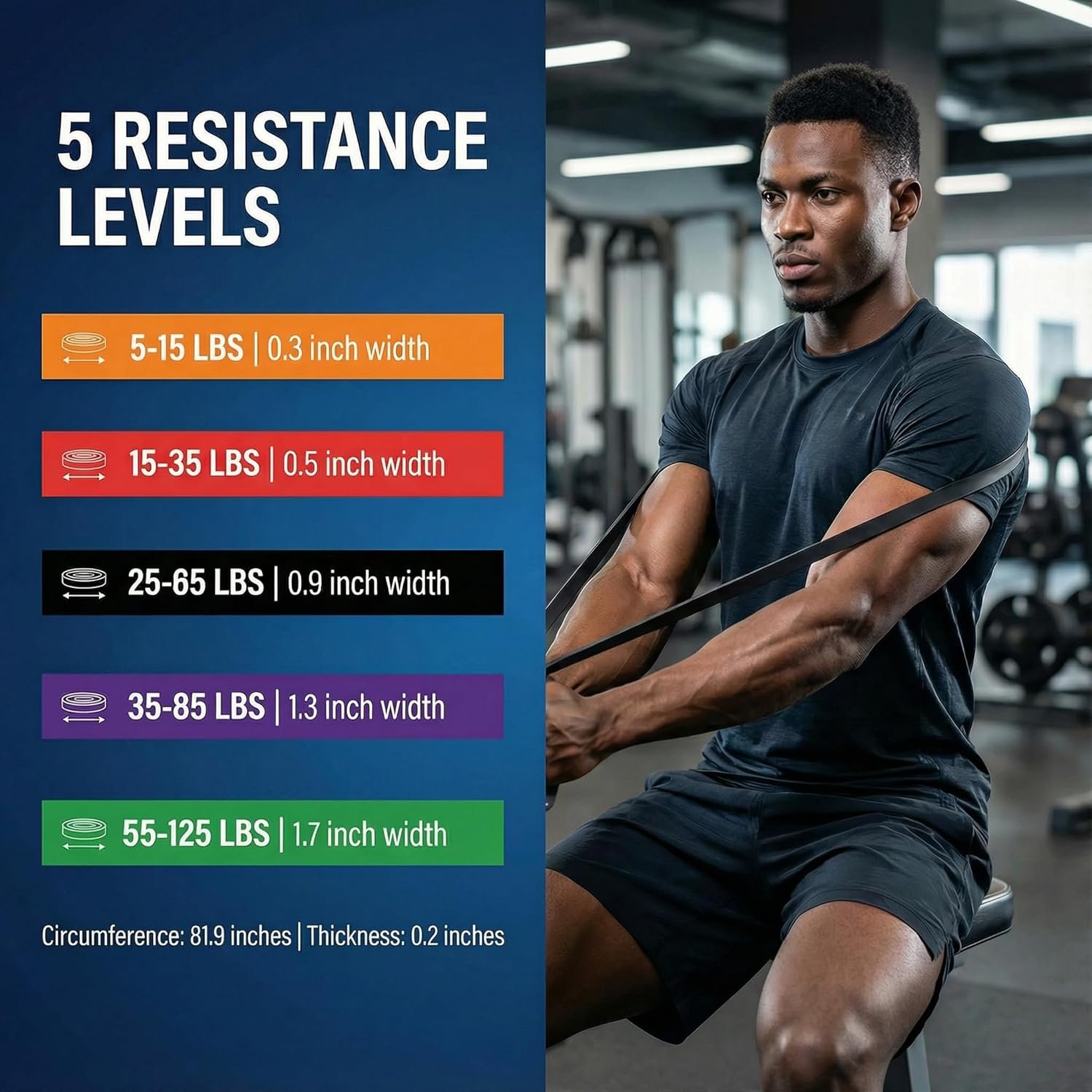 Resistance Bands Set, Premium Exercise Bands for Men & Women - Long Bands with Storage Bag for Full-Body Workouts, Pull up Assistance, Stretching & Physical Therapy | Home Gym Resistance Bands (5PCS) image number 5