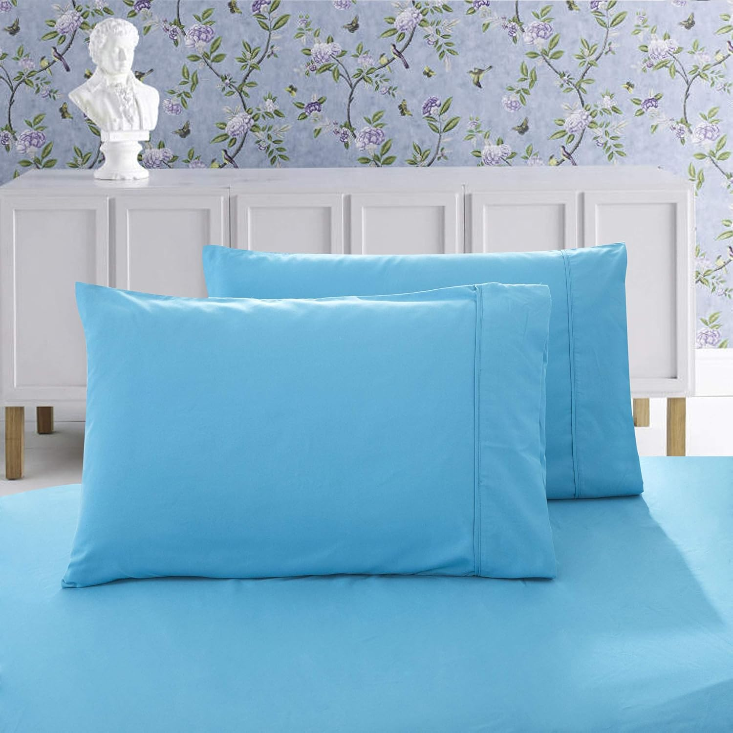 1000TC Luxury Ultra Soft Plain Colour Pillowcases (2 European Pillowcases 65X65Cm, White) image number 7