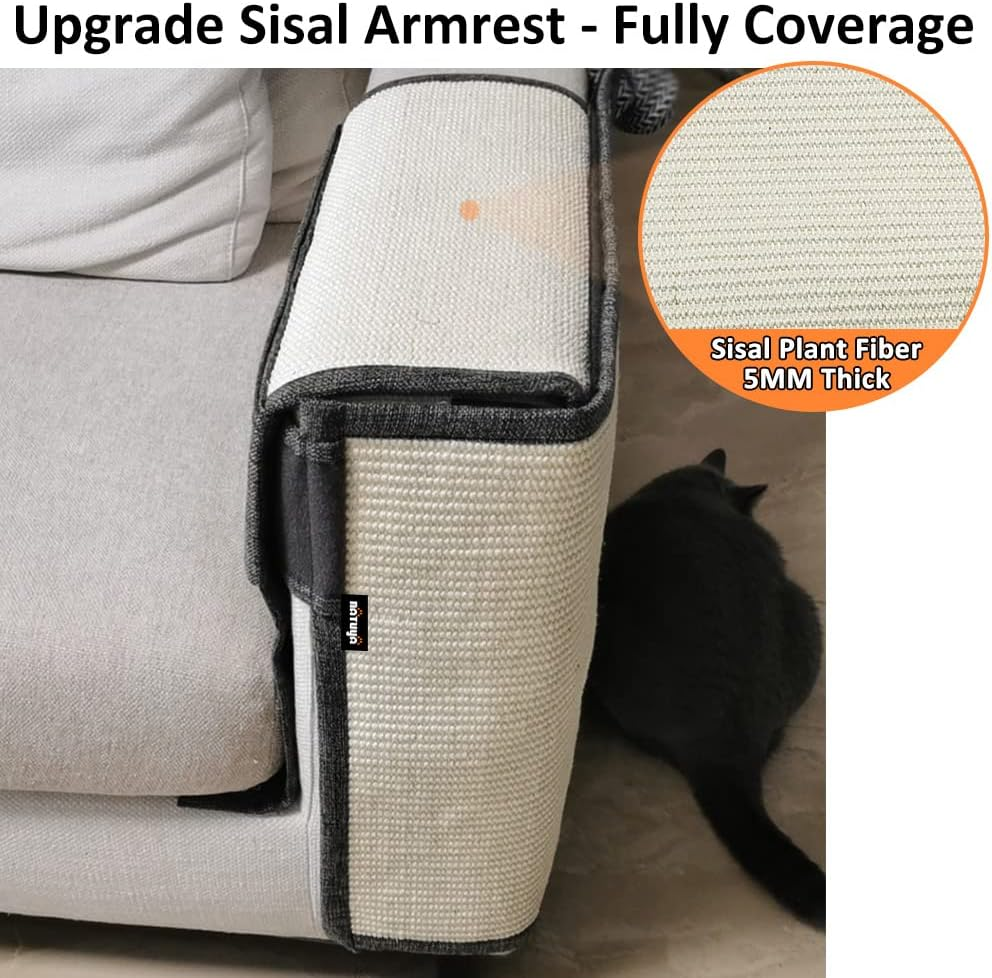 NATUYA Furniture Protectors from Cats-Cat Couch Protector Large Sisal Cat Scratching Mat-Protect Sofa Corner Cushion Chair (Sisal Armrest - Left) image number 7