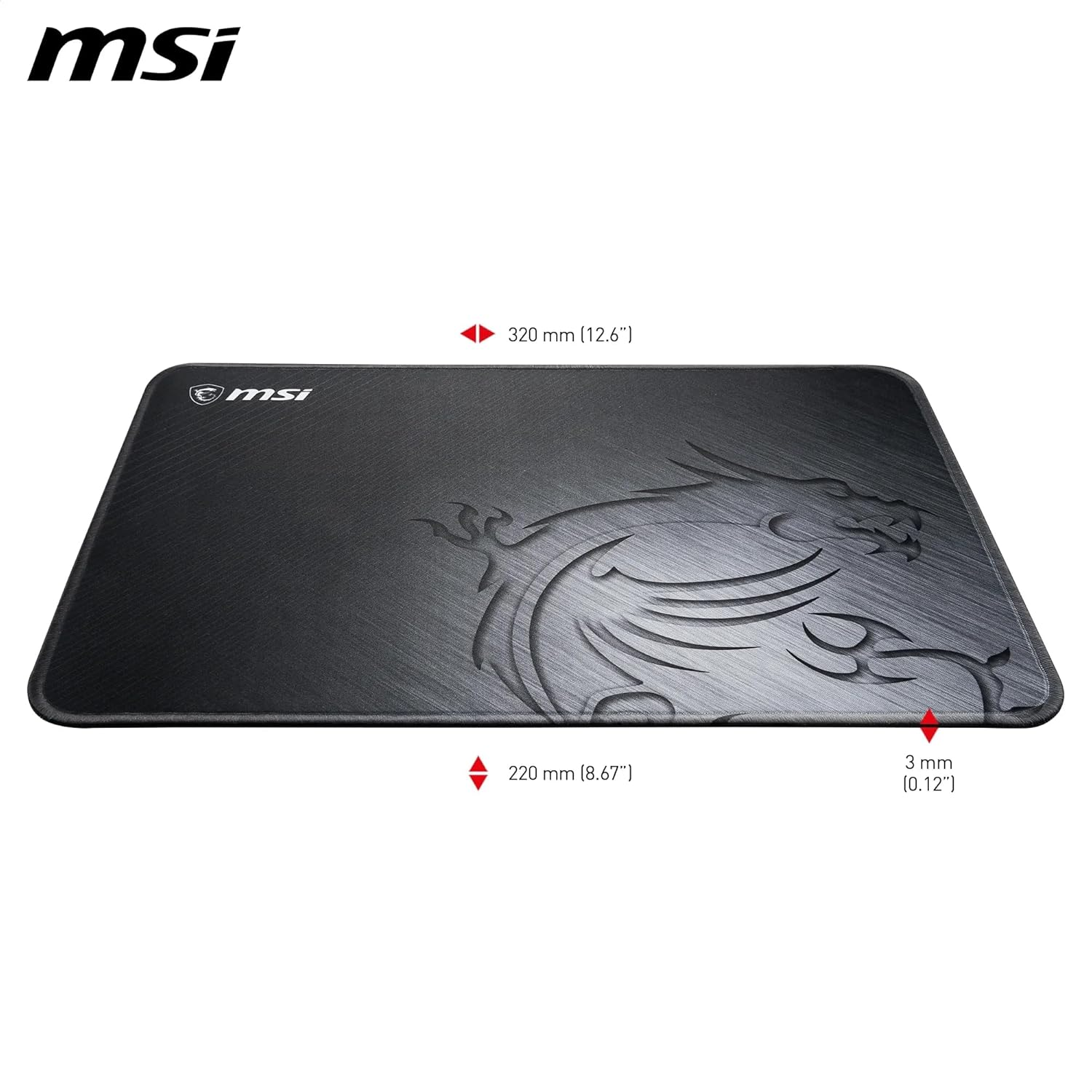 MSI Agility GD21 - Gaming Mouse Pad, Low Friction Textile Surface, Soft Seamed Edges, Anti-Slip Base - 320 X 220 X 3 Mm