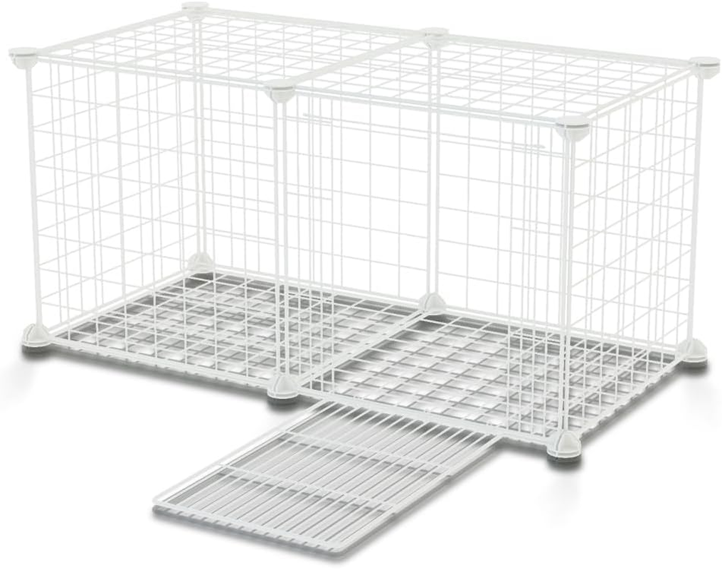 Small Animal Cage,Portable Metal Wire Mesh Outdoor & Indoor Pet House Cage with Tray Exercise Place Crate for Kitty,Puppy,Rabbits,Guinea Pig and Small Animals (White, 1 Door) image number 4