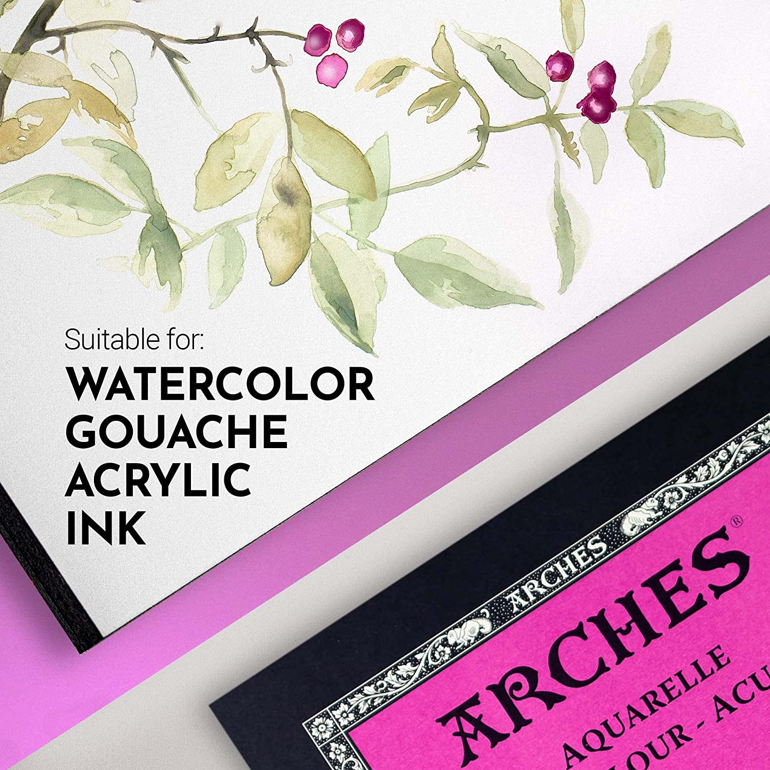 Arsh 1795097 Watercolor Paper Pad, 10.6 Oz (300 G), Extra Fine 9.1 X 12.2 Inches (23 X 31 Cm), 12 Sheets, Natural White image number 6