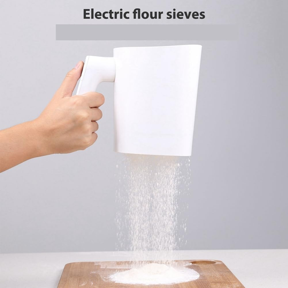 Veumoie Handheld Electric Flour Sieve Icing Sugar Powder Stainless Steel Flour Screen Cup Shaped Sifter Kitchen Pastry Cake Tool image number 3