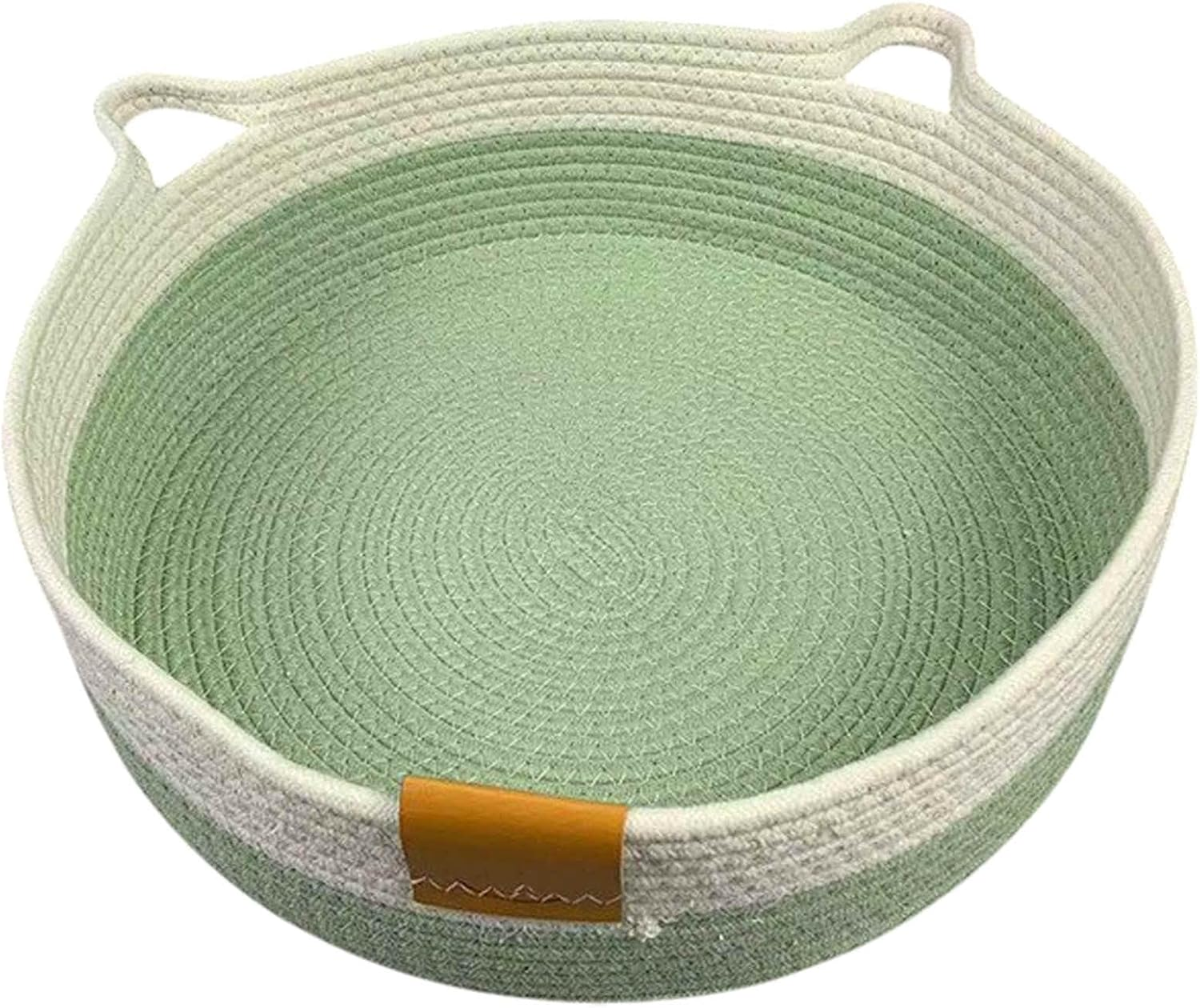 CAPASTEC Woven Cat Bed, 50 Cm Diameter, Foldable Basket Nesting Site, Breathable Pet Lounger, Claw Abrasion-Resistant Universal Kitten Bed, Light Green image number 4