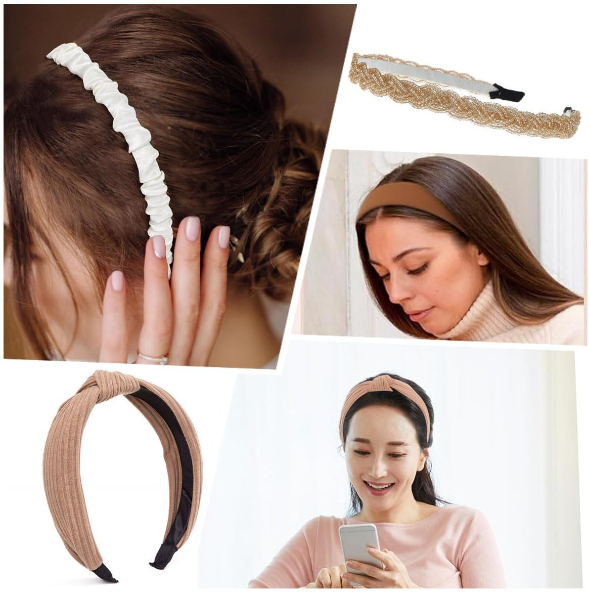 Voarge Set of 7 Women'S Headbands, Various Models, Plastic Headband, Wide Headband, Hair Bands, Hair Accessories, Vintage Hair Band for Women and Girls image number 6