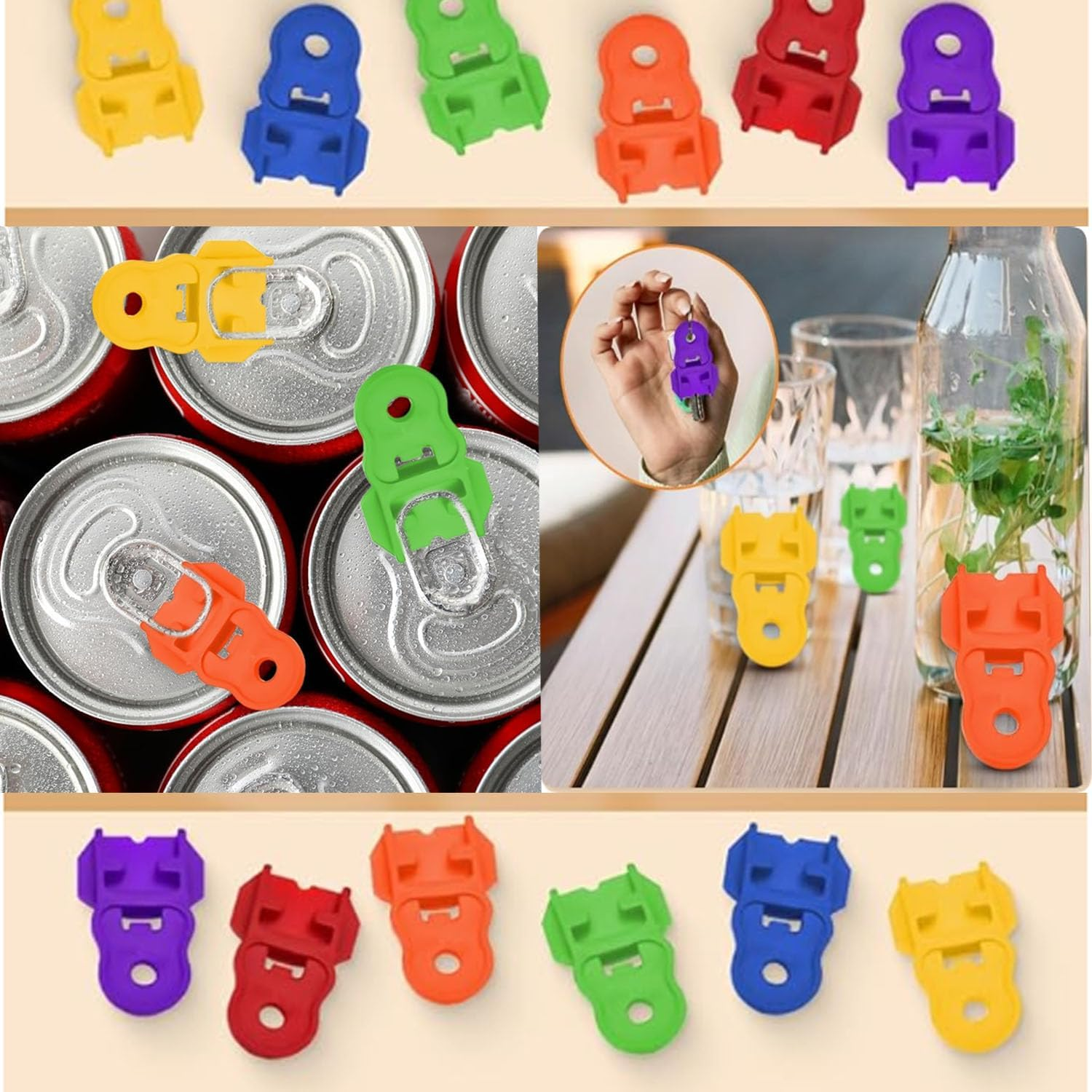 Simple Can Opener, Easy Can Opener Soda Beer Can Opener, Manual Easy Can Opener Colorful Drink Can Protector Cap for Pop, Coke, Beer, Soda Aluminum Beverage image number 3