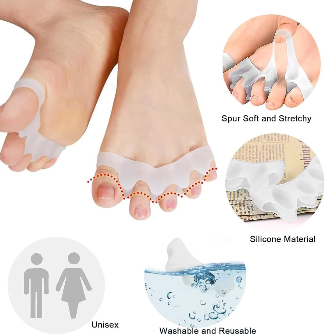 Toe Separators Hallux Valgus Silicone 4 Pieces Toe Separators Toe Separators for Hallux Valgus Pain Relief Suitable for Men and Women