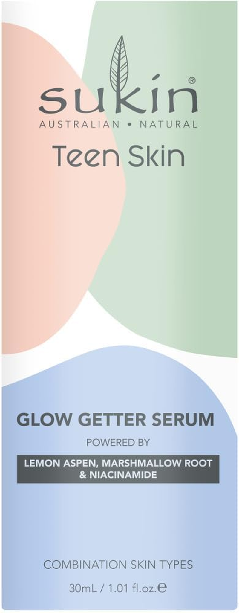 Sukin Teen Skin Glow Getter Serum 30Ml, Natural Shine Control with Niacinamide & Lemon Aspen, for Combination Skin, Australian Made & Owned, Vegan, Cruelty-Free