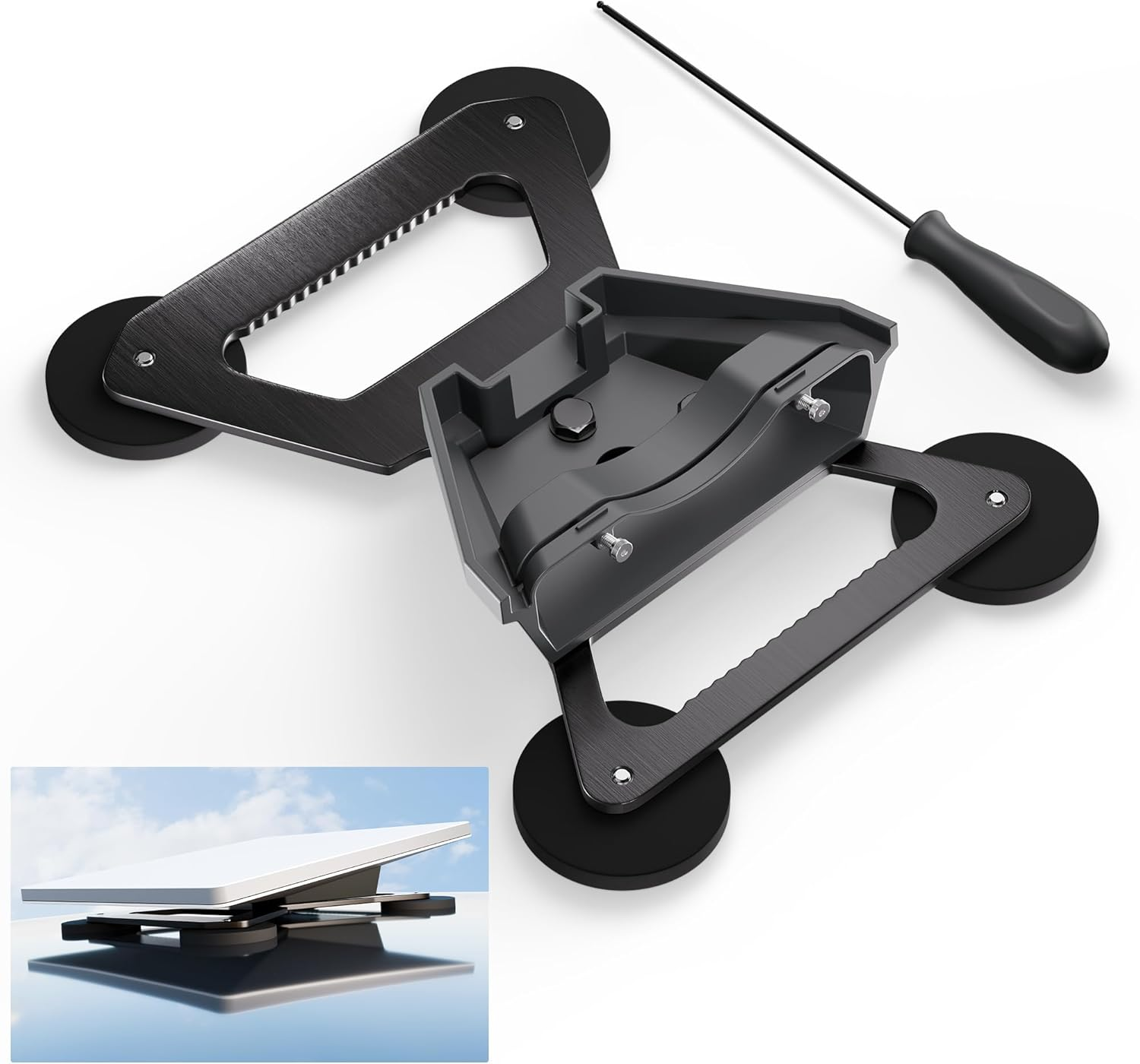 Starlink Mini Mount, Magnetic Car Mount for Starlink Mini, Heavy Duty with Handle, Silver Metal Magnetic Mount image number 2