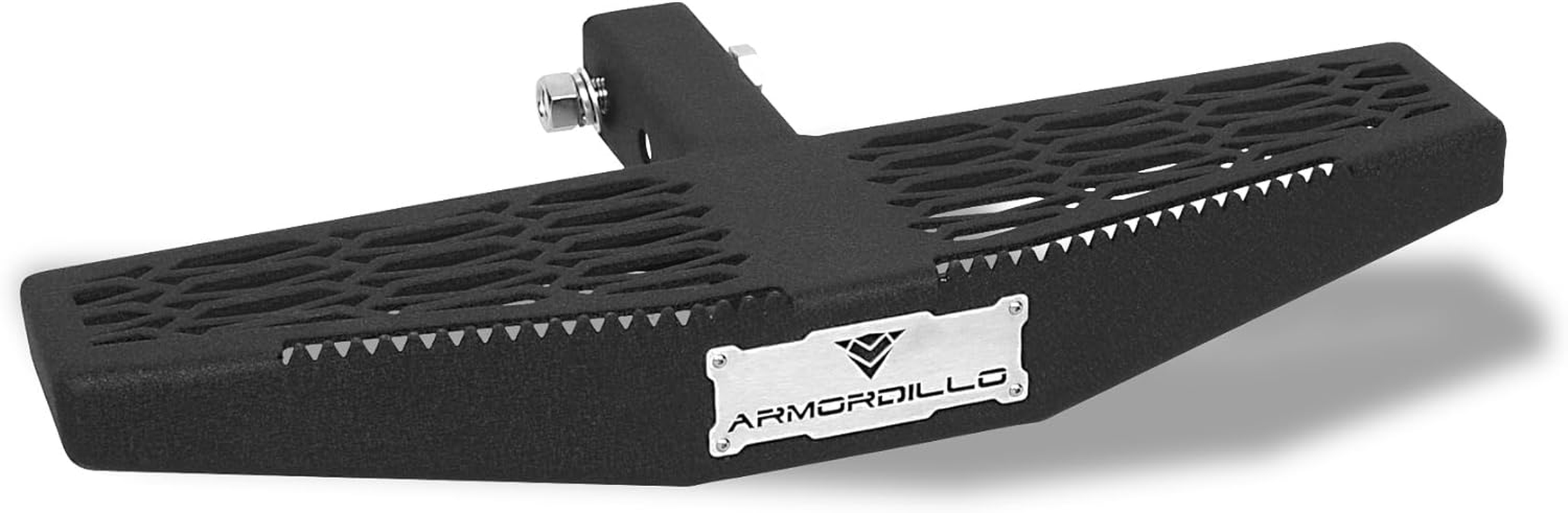 Armordillo FD Series 5" Foldable Rear Hitch Step|Compatible for Class 4 Trailer Hitch 2" Receiver|Hitch Step Bar|Folding Fold-Up Rear Step|8724552|Matte Black|Steel|Universal